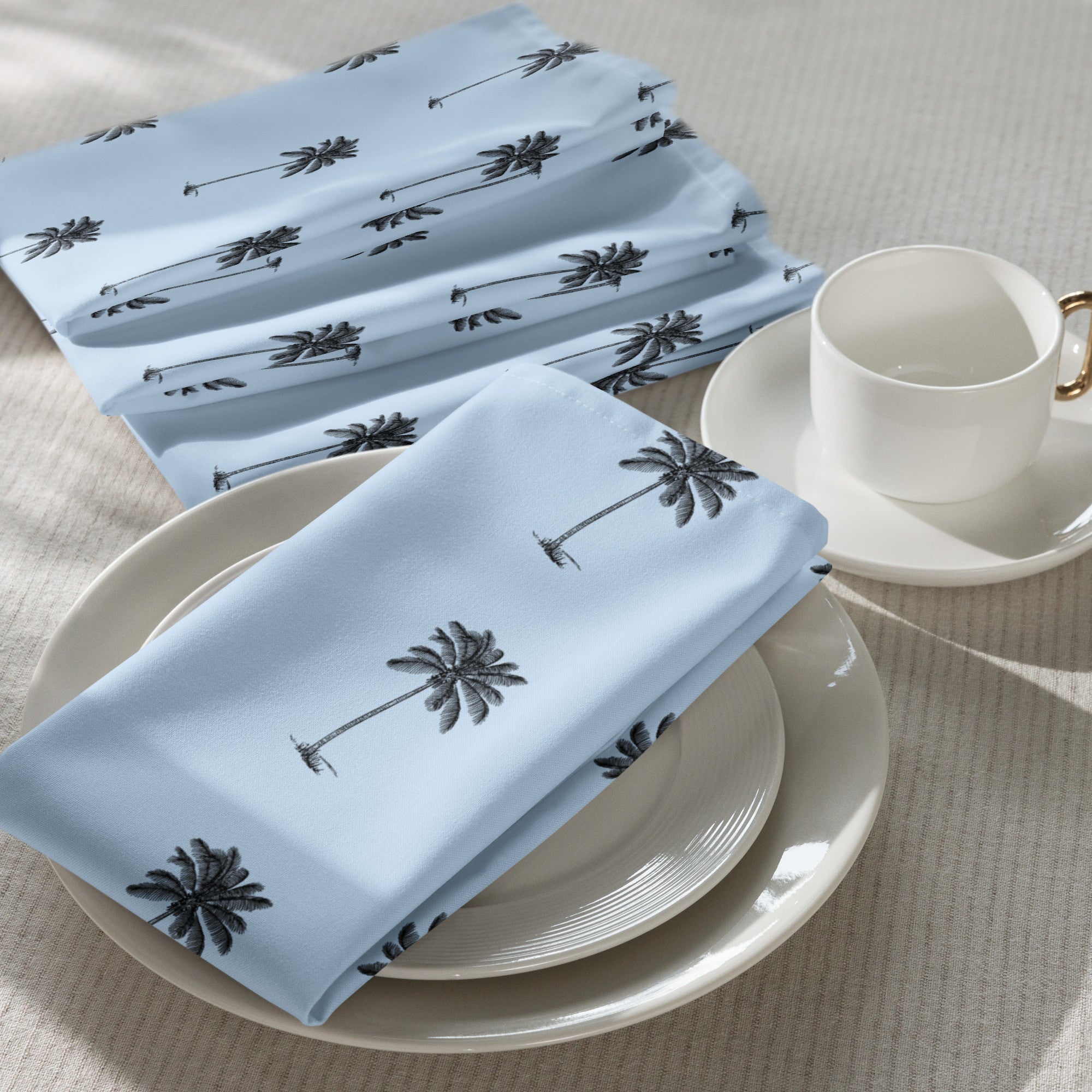 Coco Palm Pattern Cloth Napkin Set - Pattens Blue-1