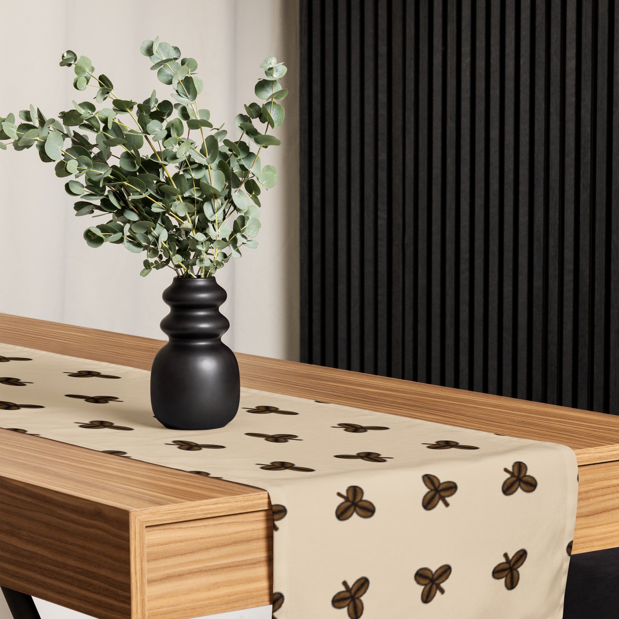 Coffee Clover Pattern Table Runner - Macchiato-2