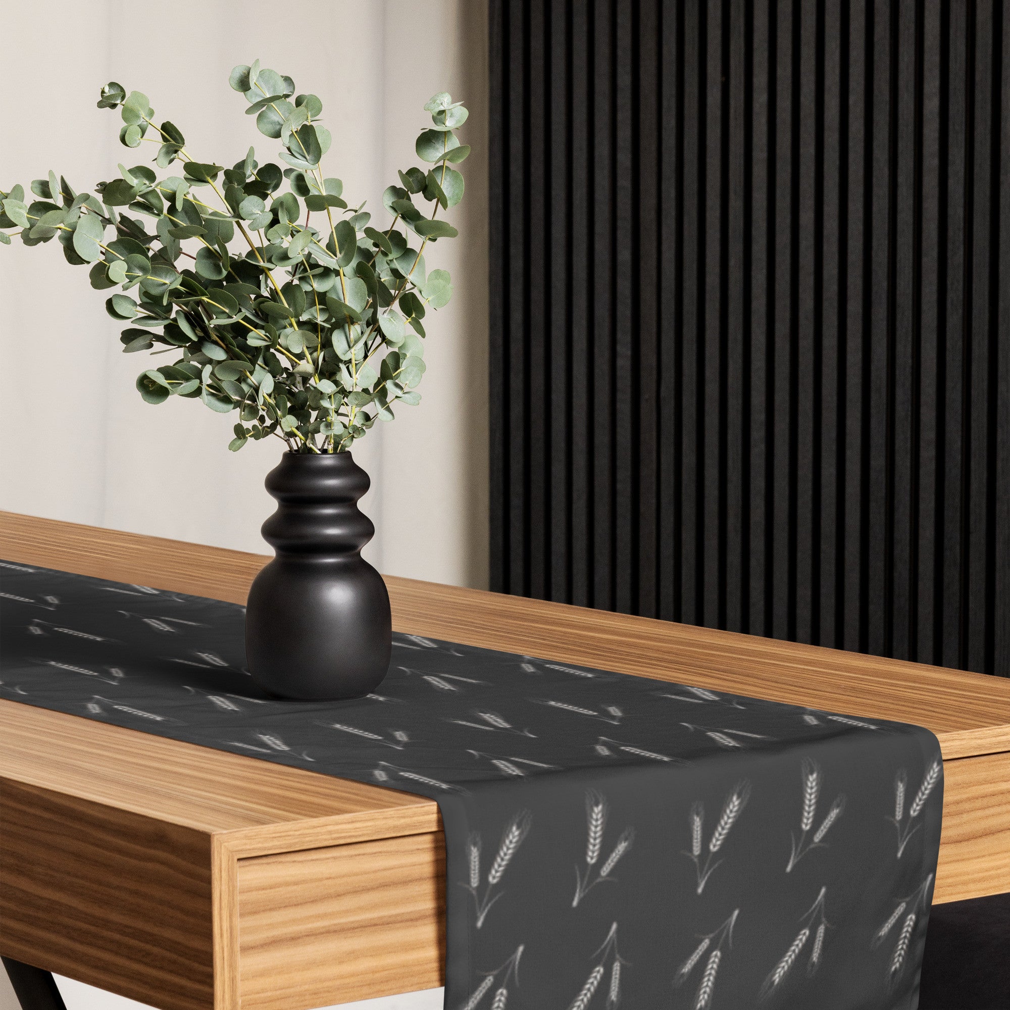 Grano Pattern Table Runner - Dark Grey-2