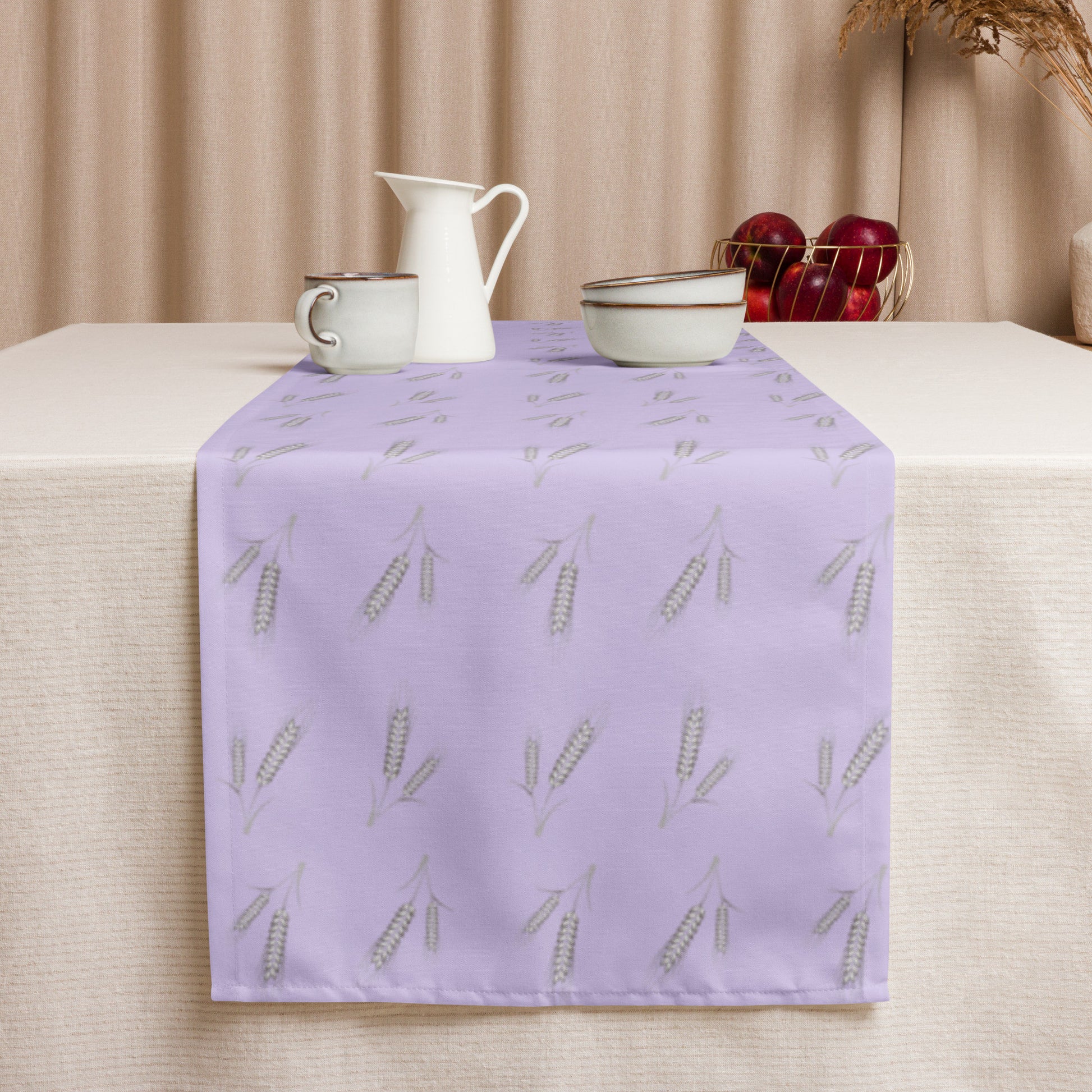 Grano Pattern Table Runner - Lavender Fog-3