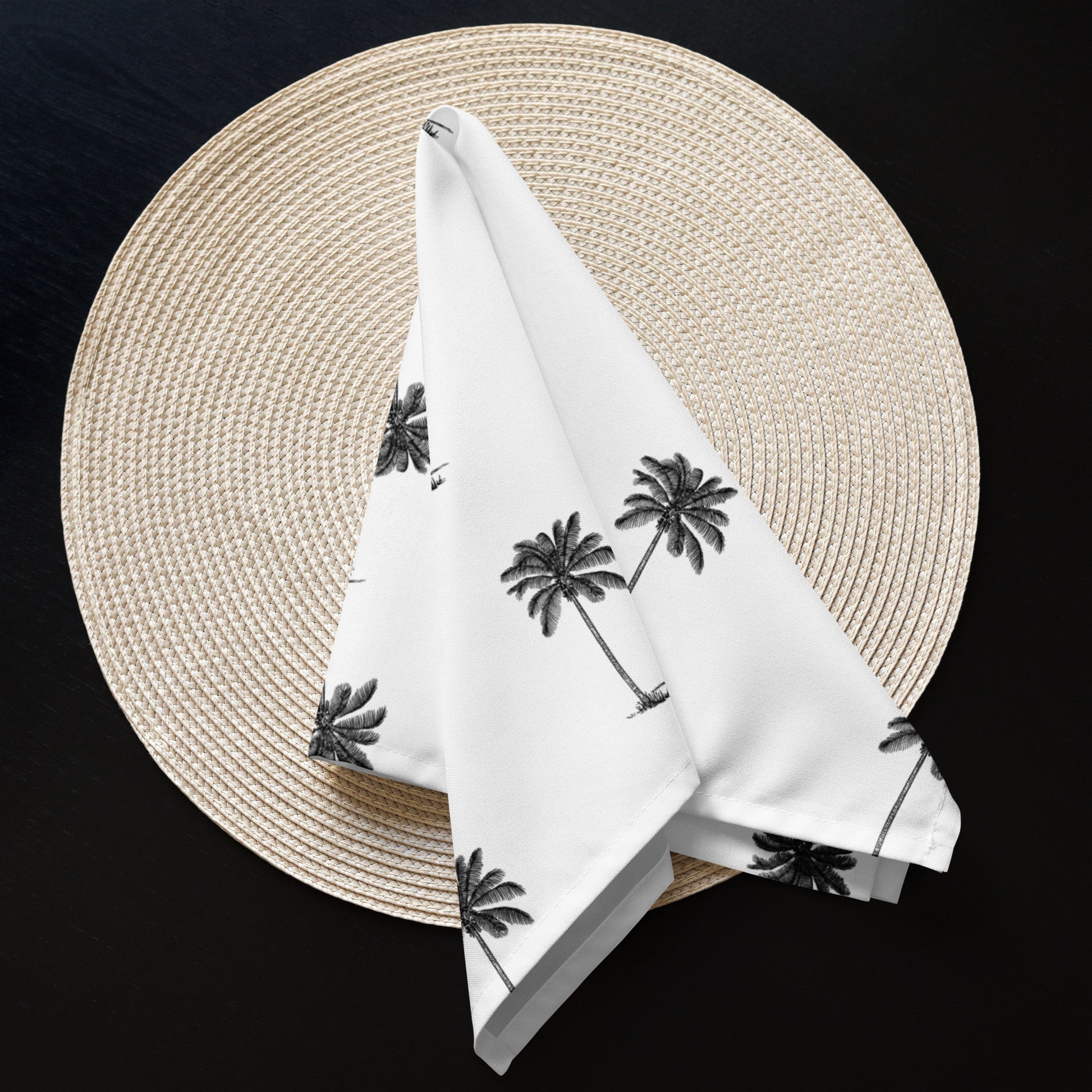 Coco Palm Pattern Cloth Napkin Set - White-3