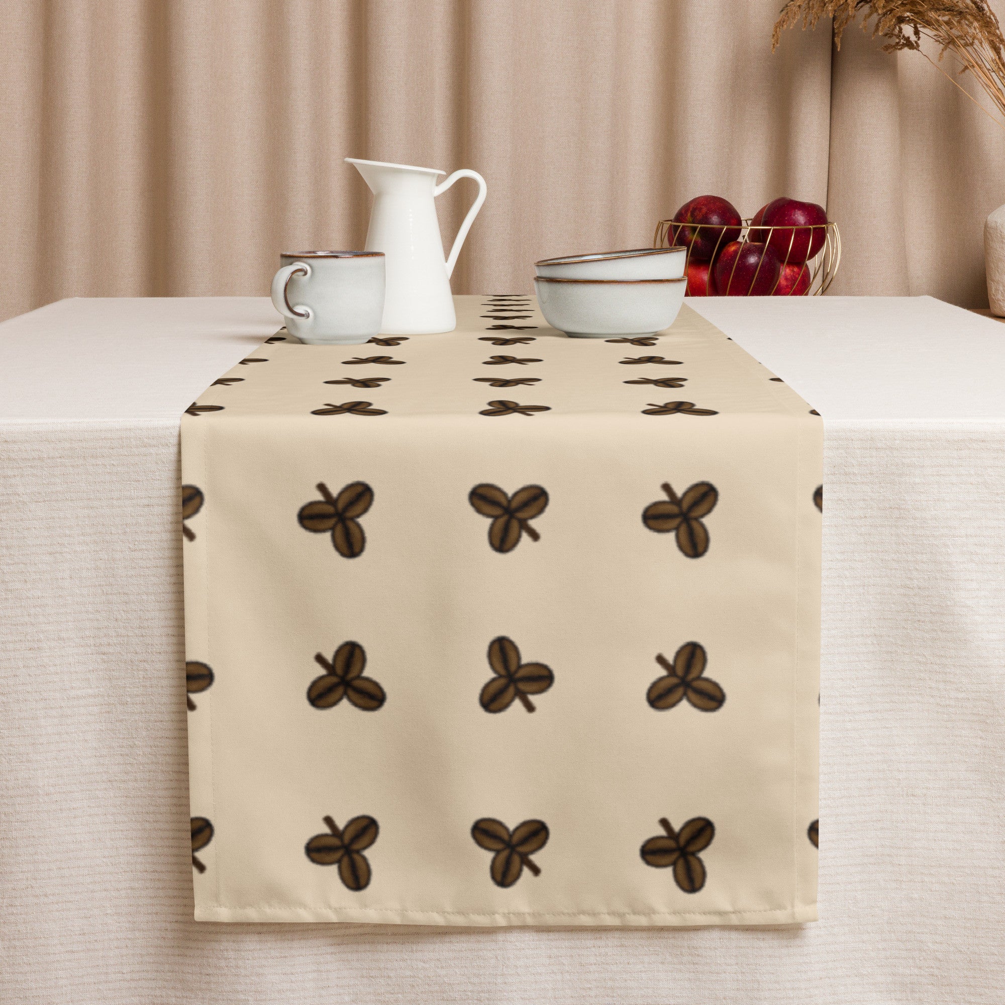 Coffee Clover Pattern Table Runner - Macchiato-0