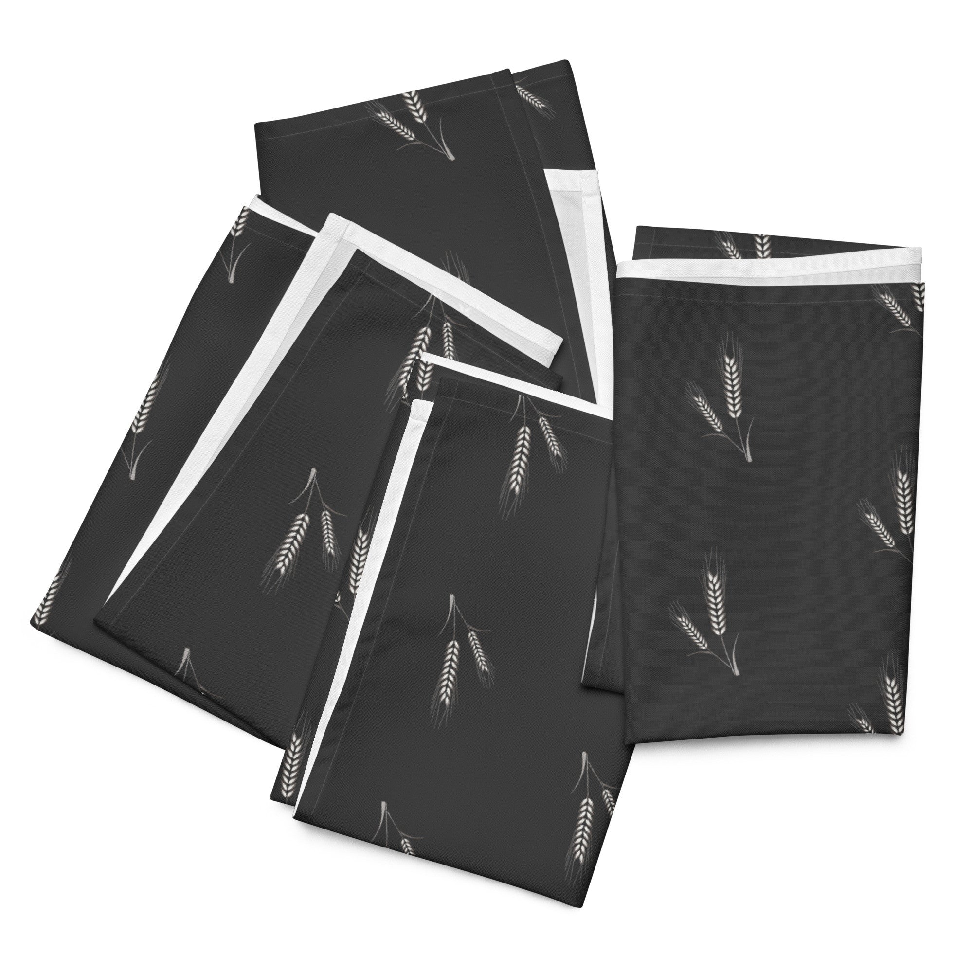 Grano Pattern Cloth Napkin Set - Dark Grey-3