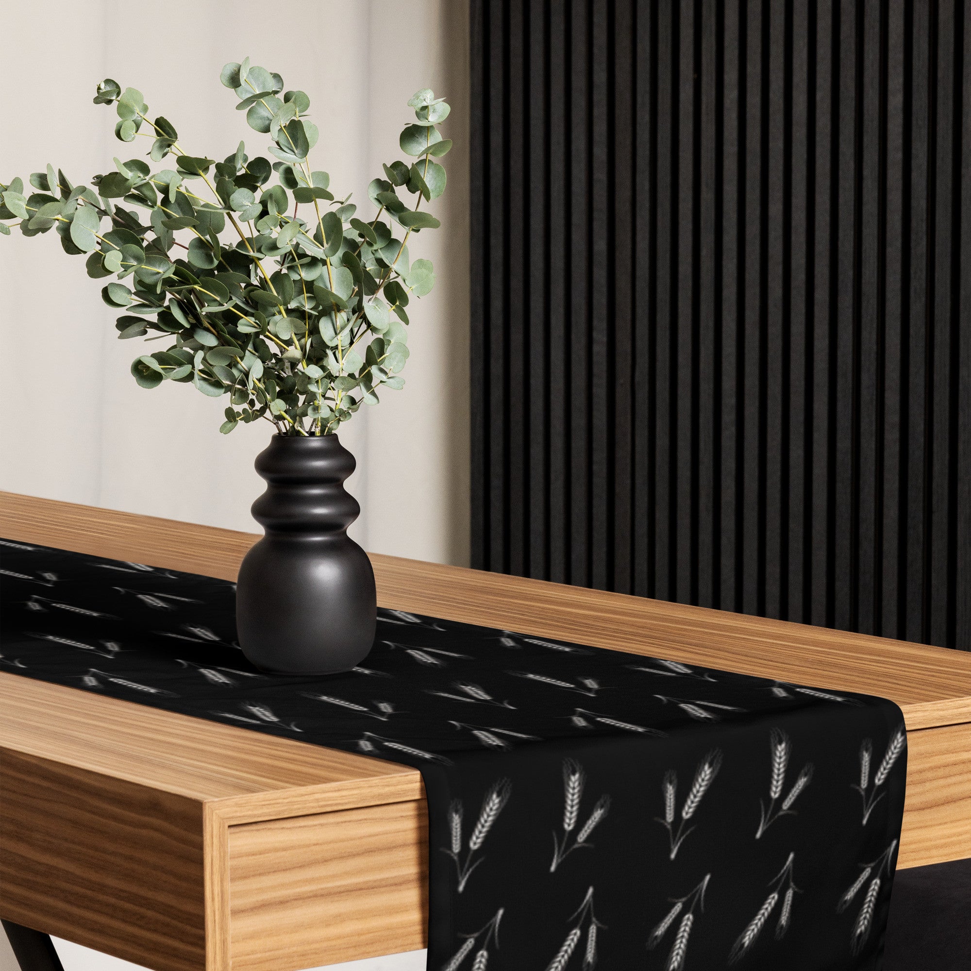 Grano Pattern Table Runner - Black-0