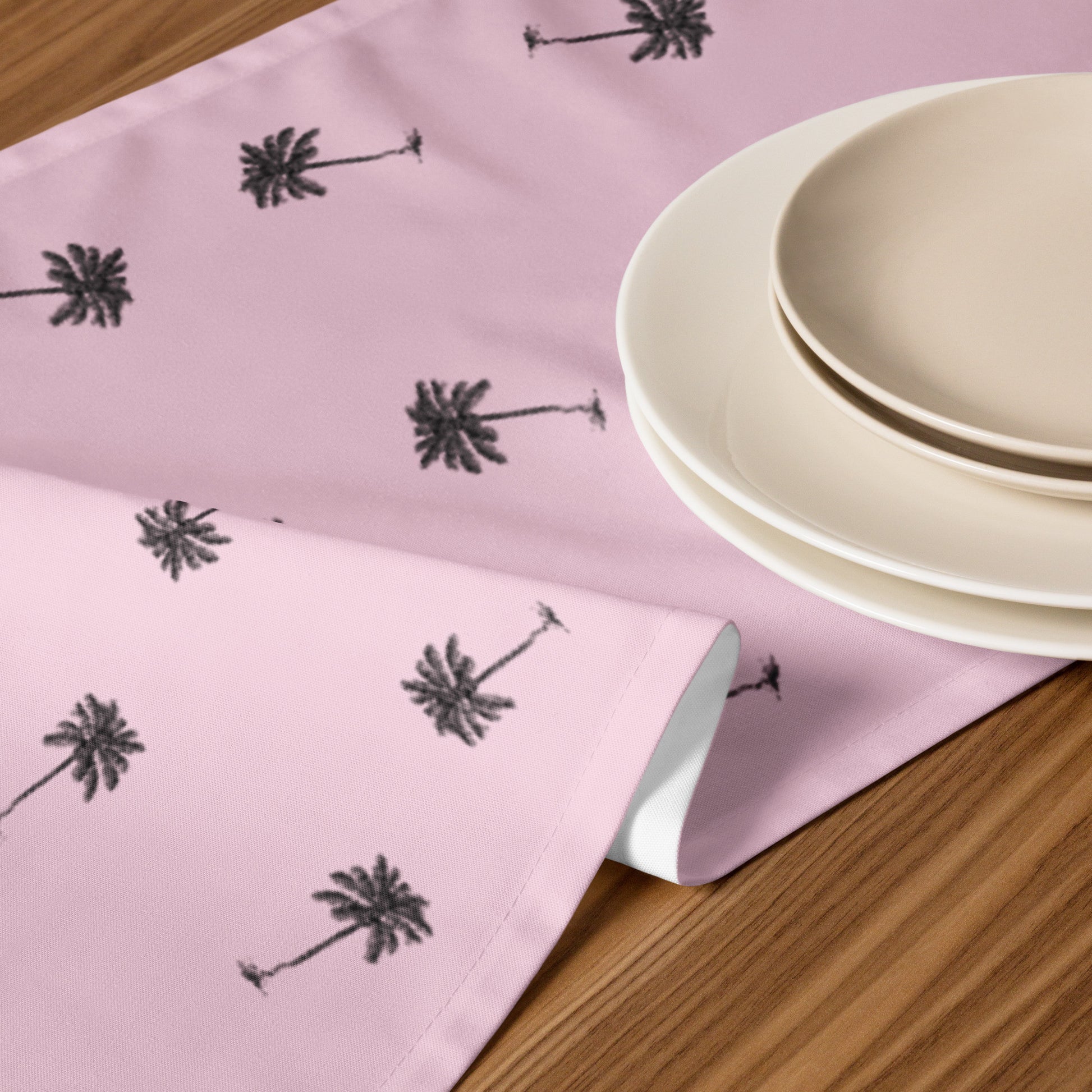Coco Palm Pattern Table Runner - Pink-1