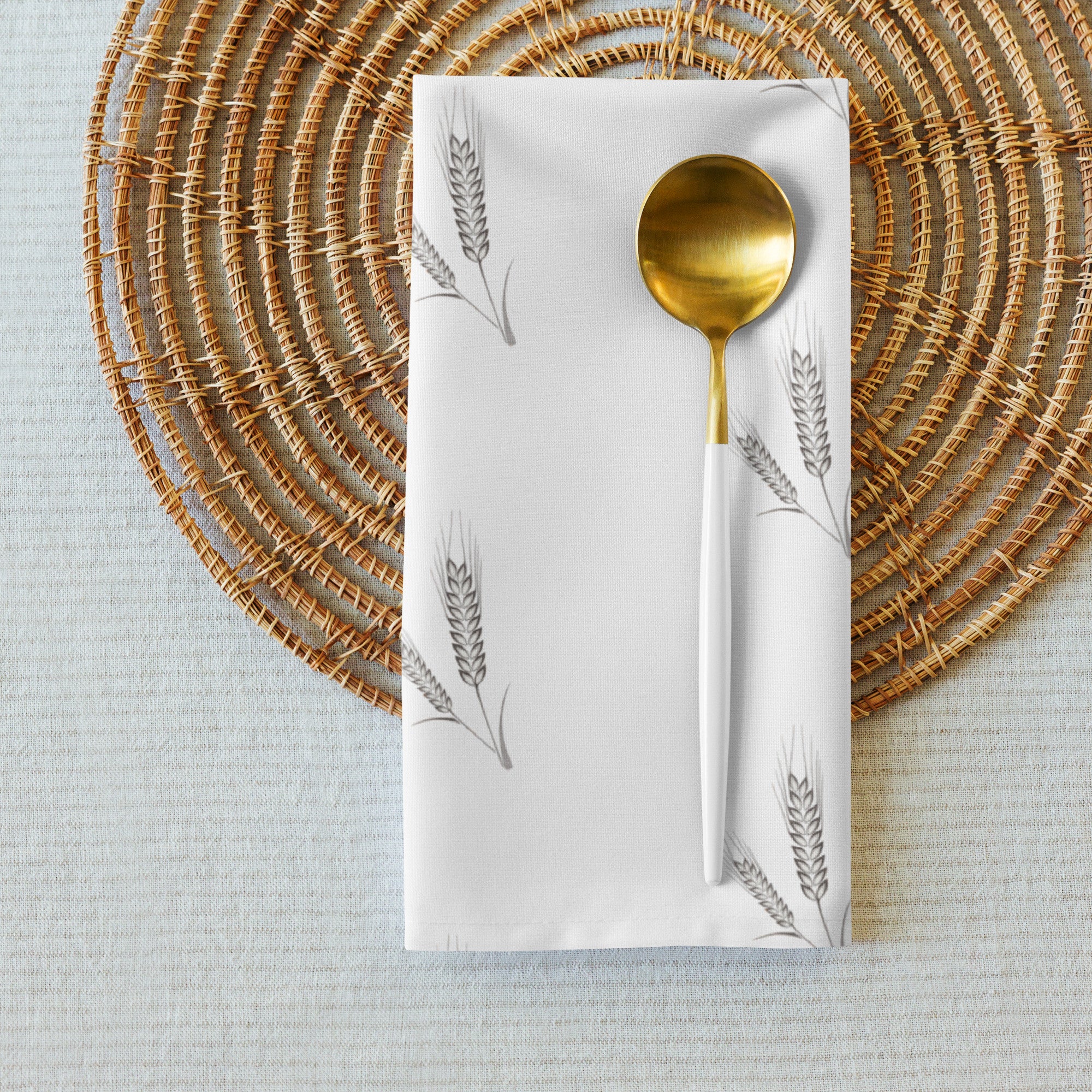 Grano Pattern Cloth Napkin Set - White-0