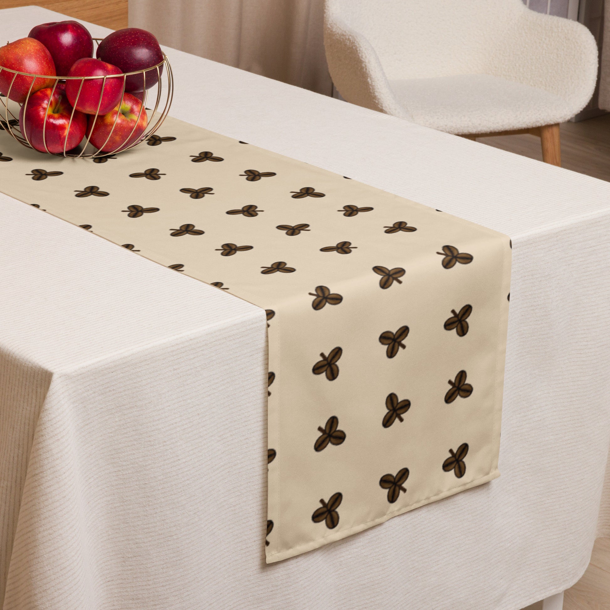 Coffee Clover Pattern Table Runner - Macchiato-3