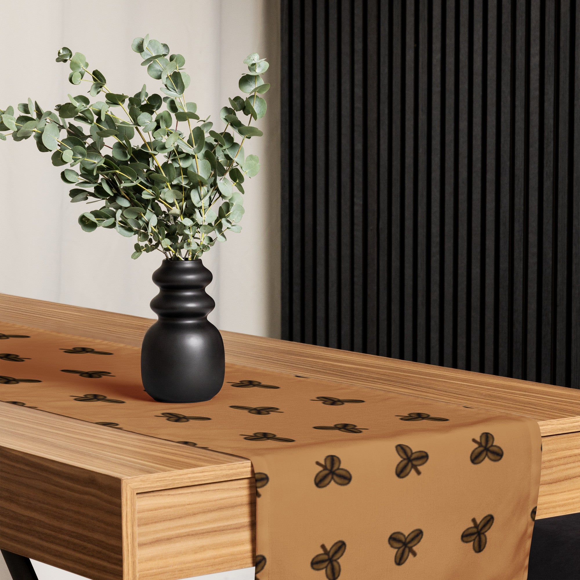 Coffee Clover Pattern Table Runner - Double Double-0