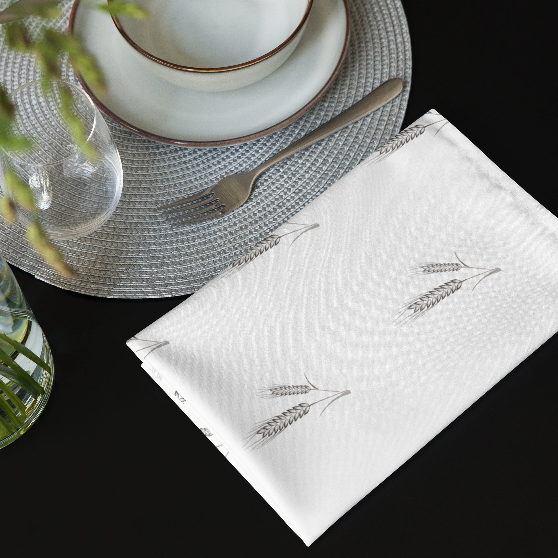 Grano Pattern Cloth Napkin Set - White-1