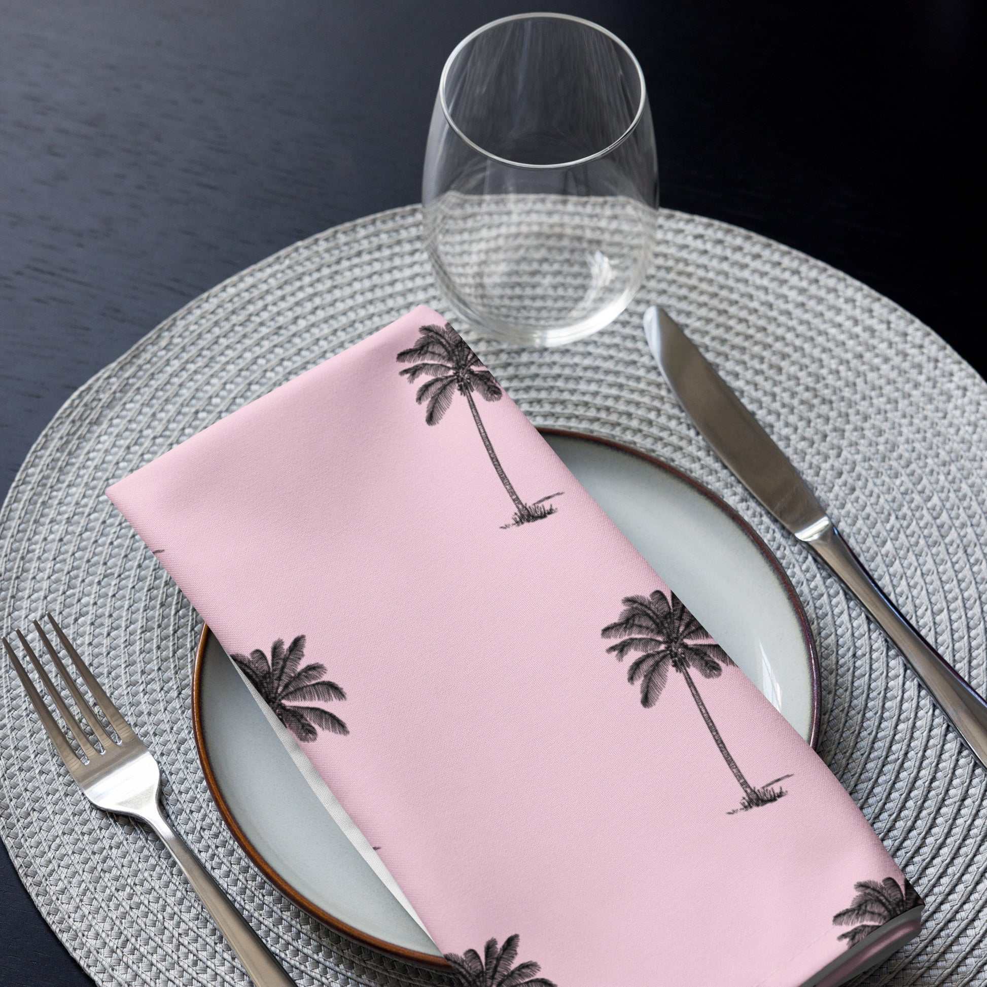 Coco Palm Pattern Cloth Napkin Set - Pink-5