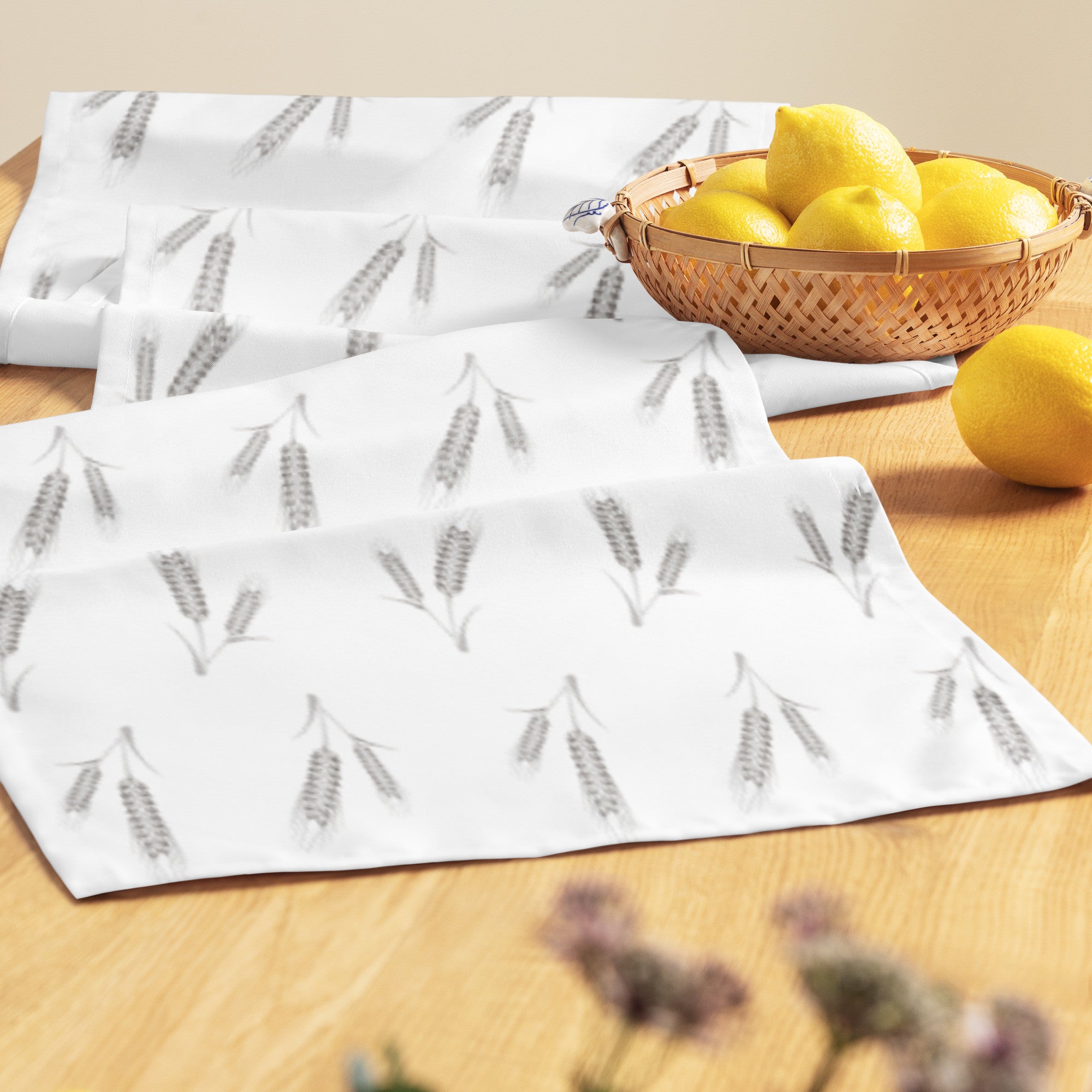 Grano Pattern Table Runner - White-1