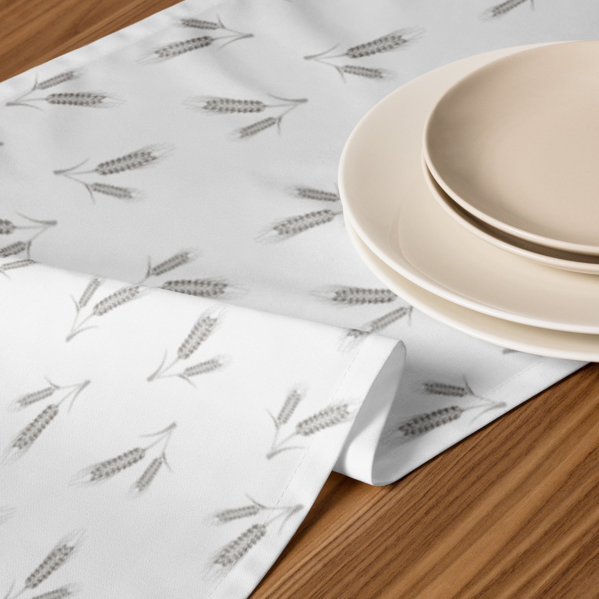 Grano Pattern Table Runner - White-2