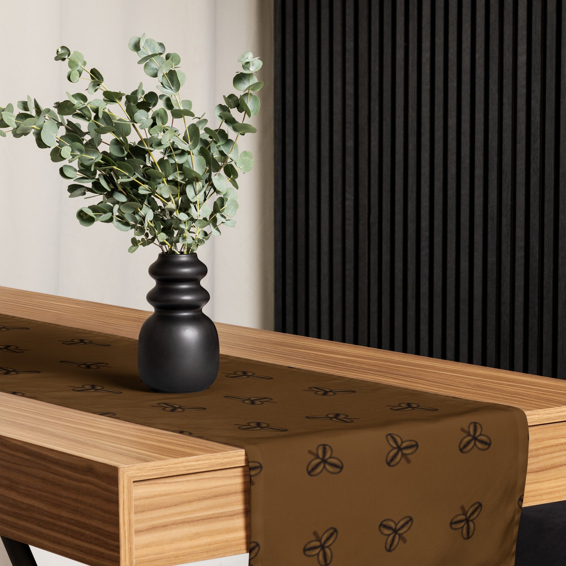 Coffee Clover Pattern Table Runner - Mocha-0