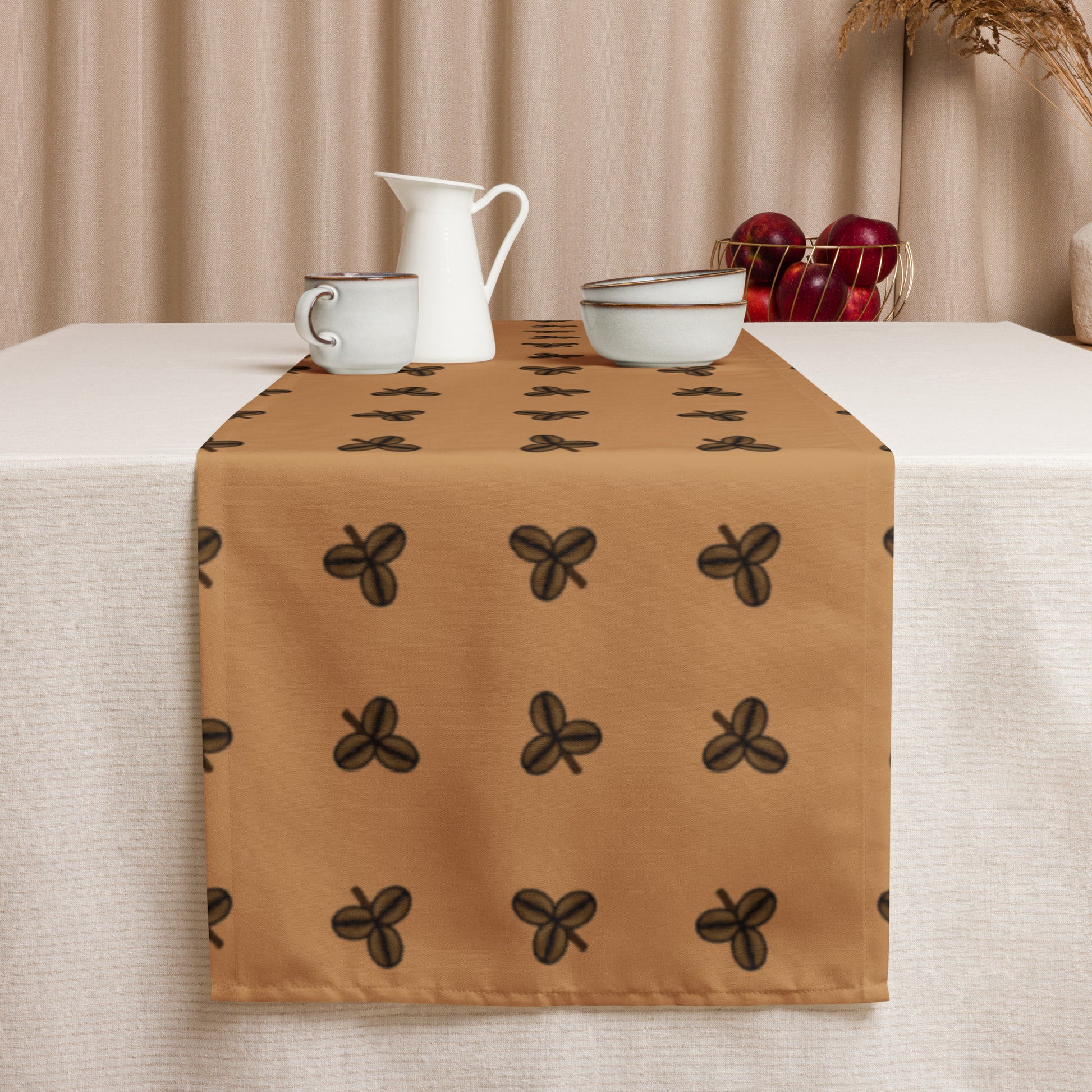 Coffee Clover Pattern Table Runner - Double Double-0