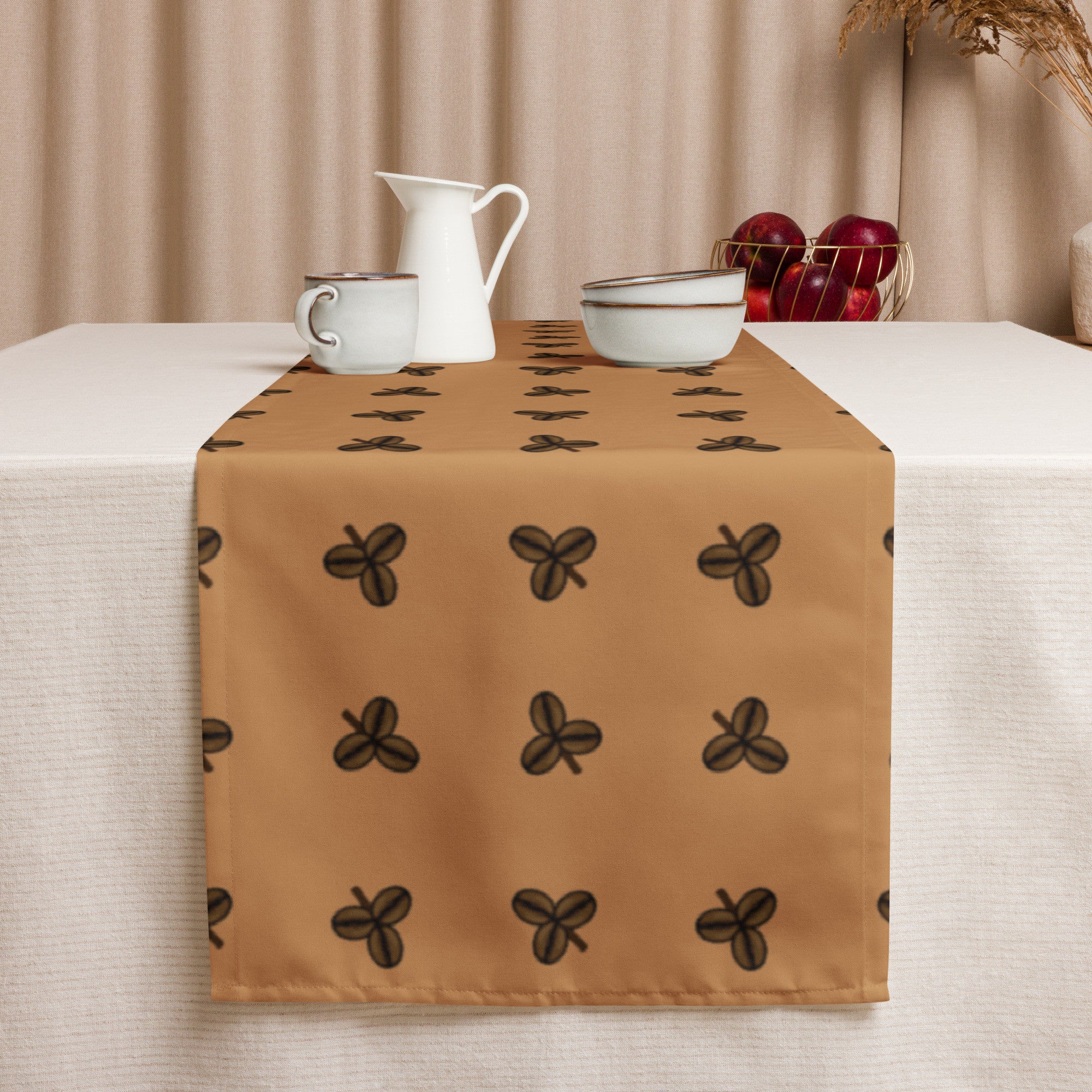 Coffee Clover Pattern Table Runner - Double Double-0