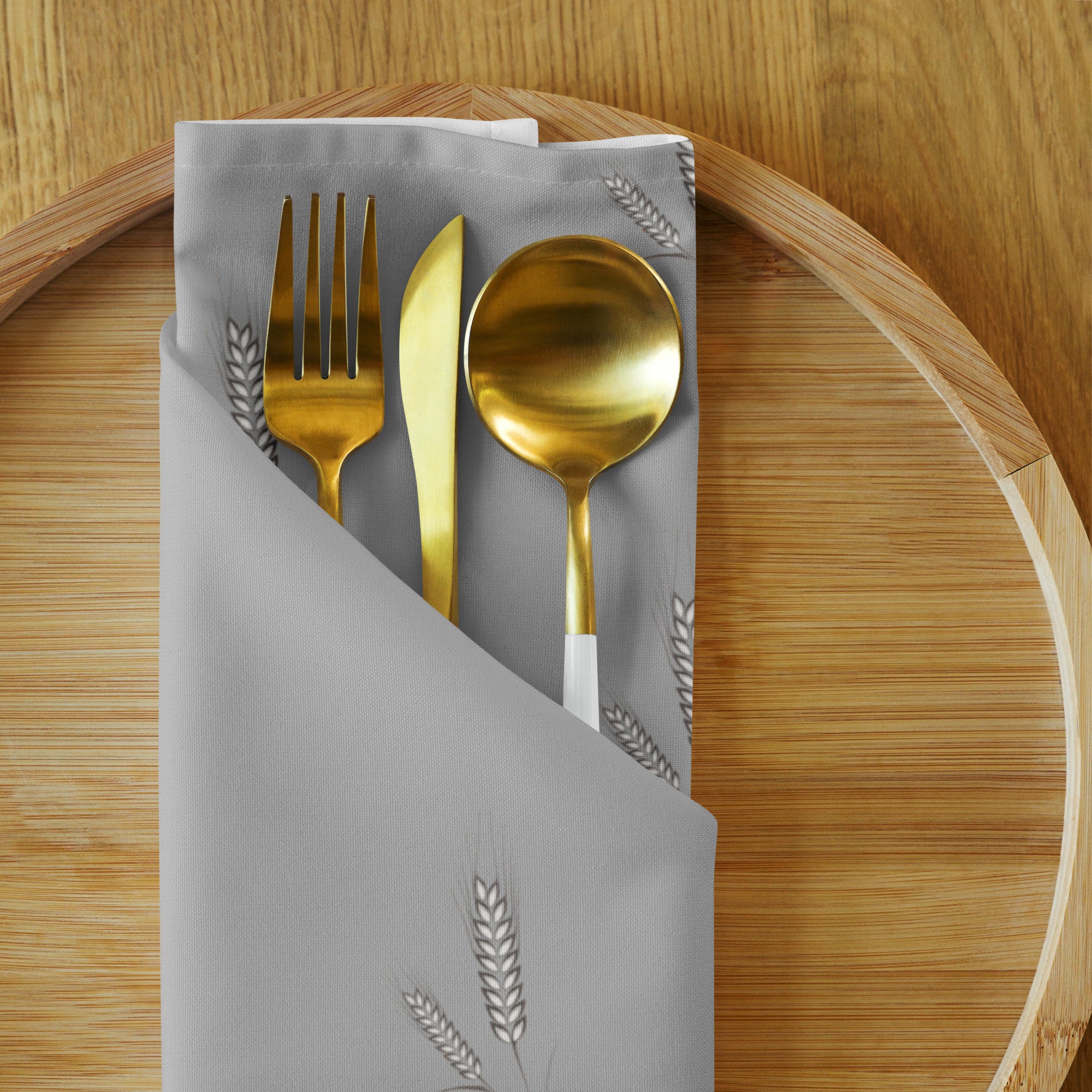 Grano Pattern Cloth Napkin Set - Grey-1