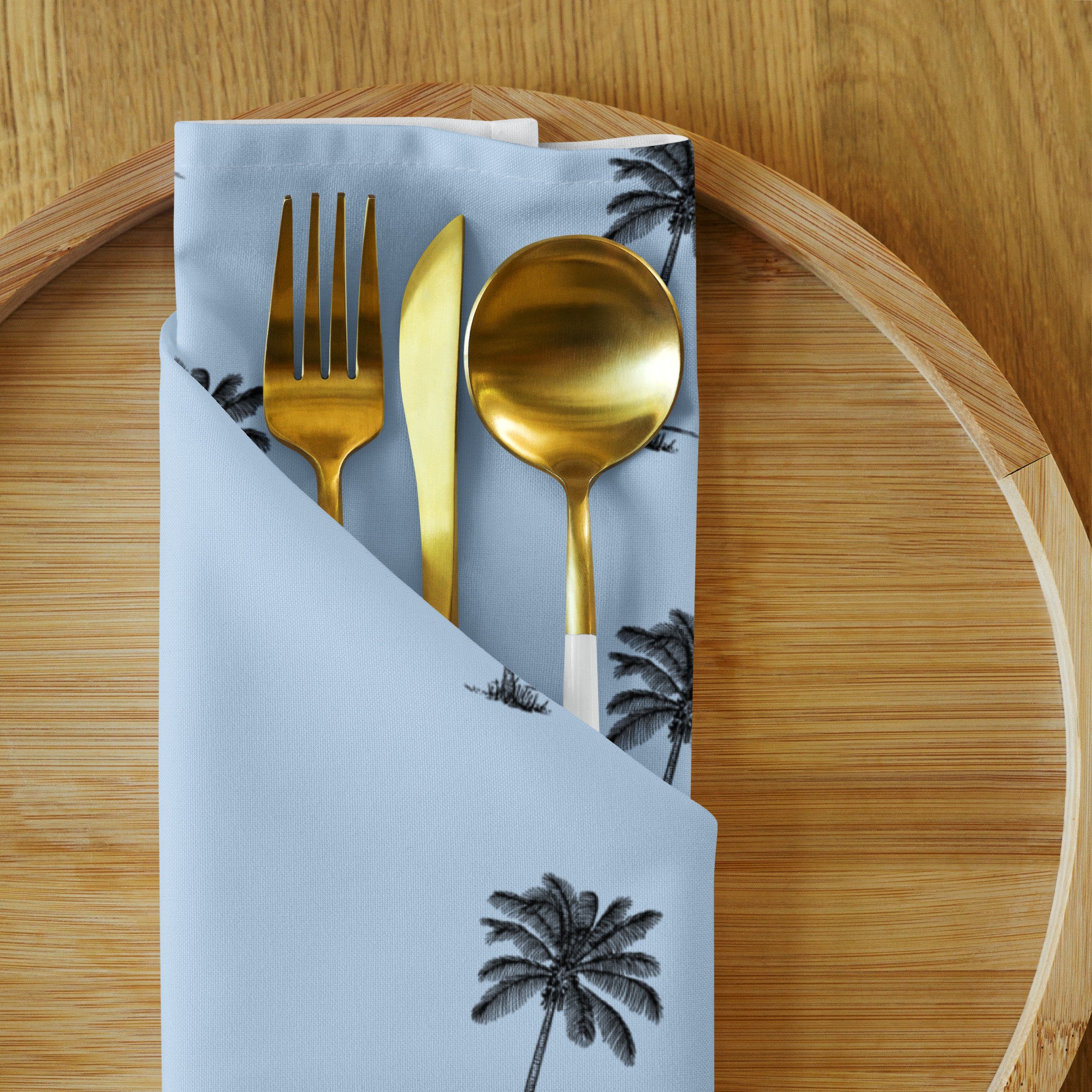 Coco Palm Pattern Cloth Napkin Set - Pattens Blue-0