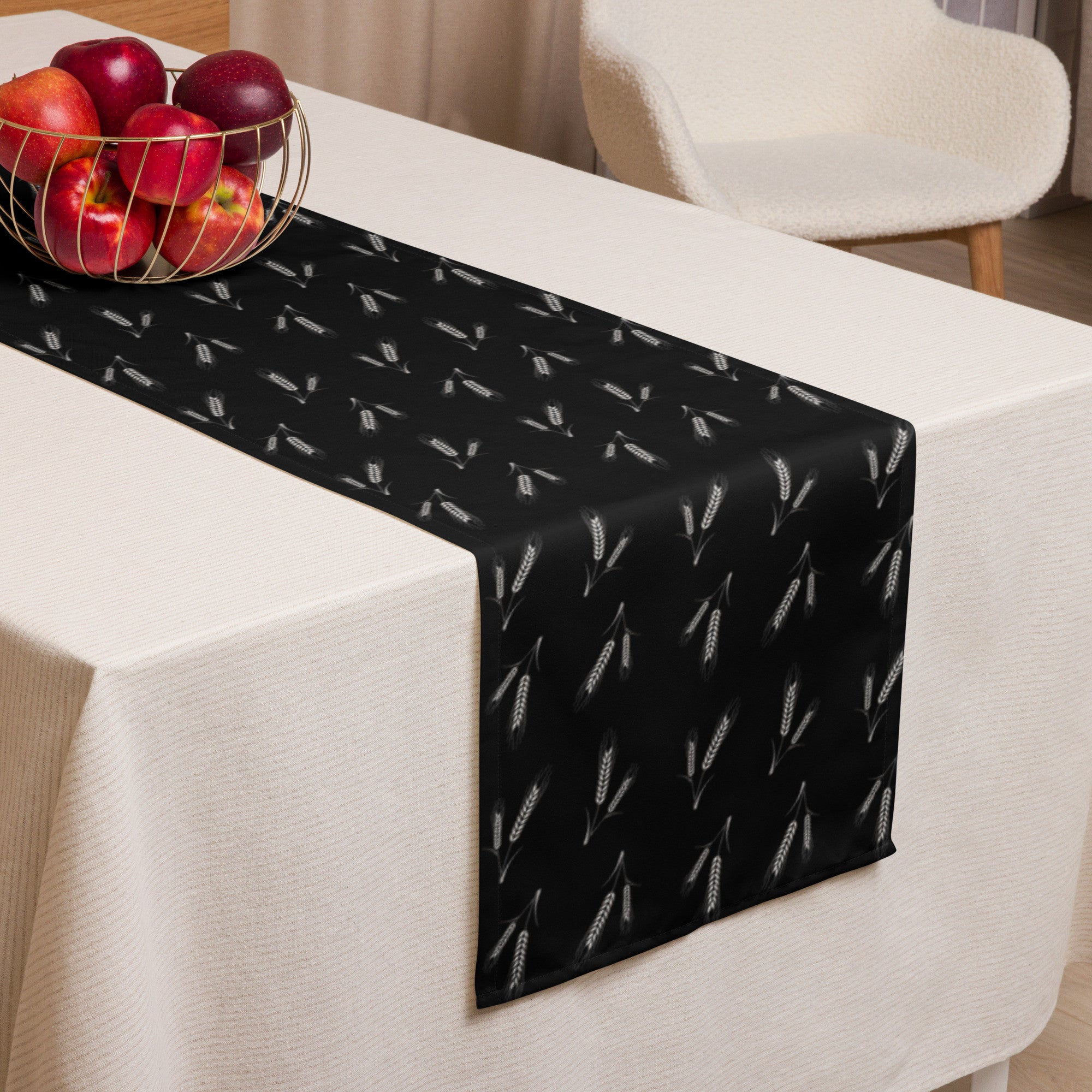 Grano Pattern Table Runner - Black-3