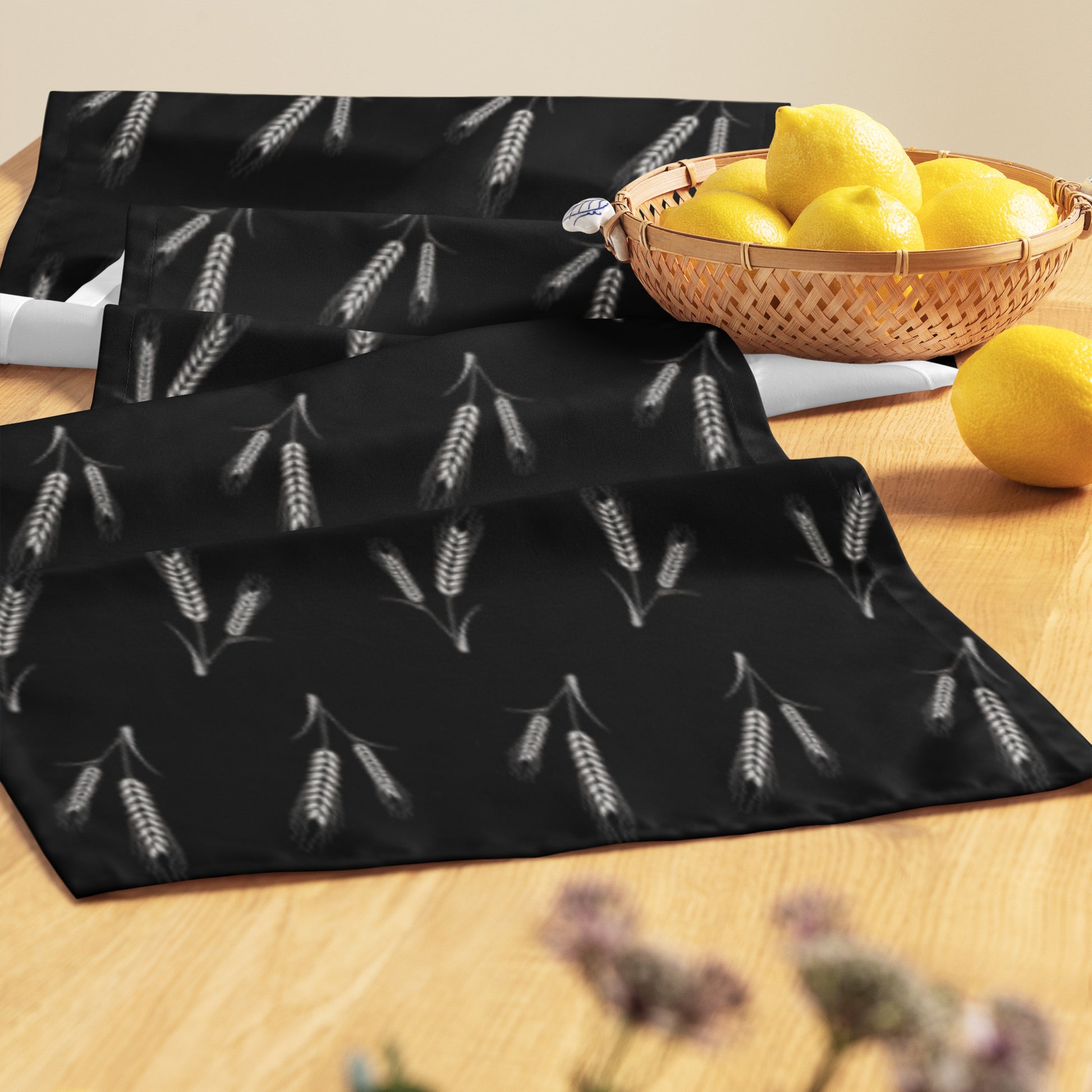 Grano Pattern Table Runner - Black-4
