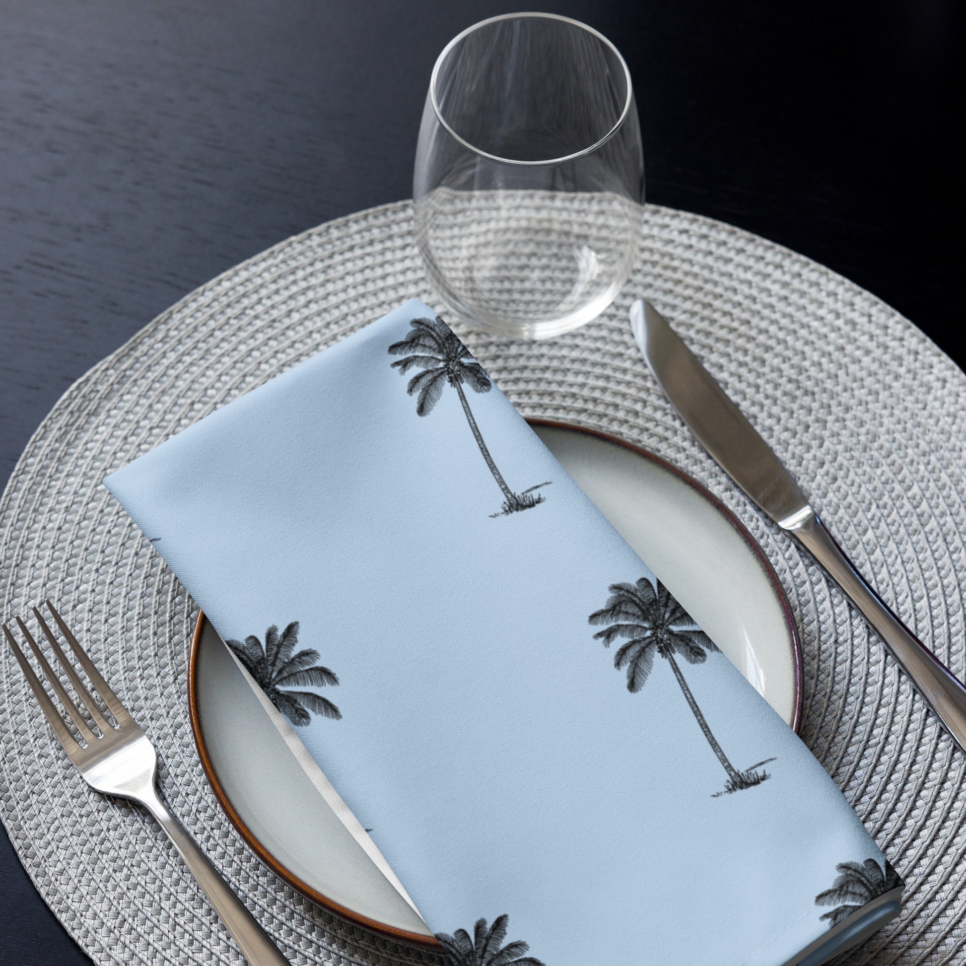 Coco Palm Pattern Cloth Napkin Set - Pattens Blue-3
