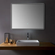 36" x 28" Premium LED Bathroom Mirror with Matte Black Aluminum Frame - Anti-Fog Smart Mirror with Adaptive Dimming Control, 6000K Cool White Lighting & Compact Illumination Design