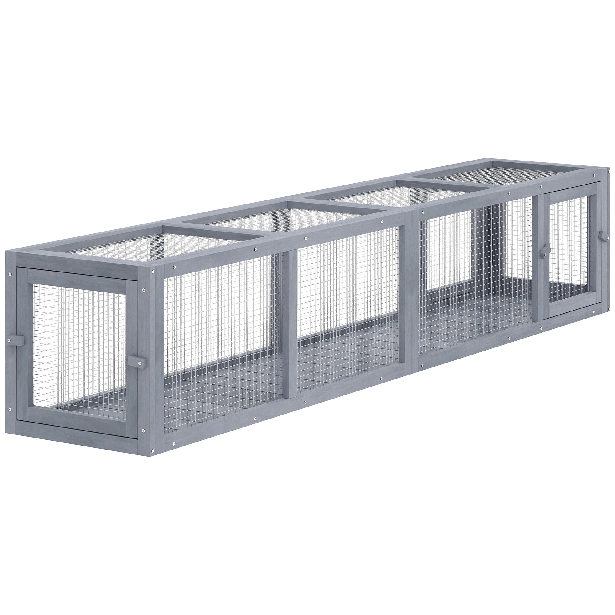 79" Long Cat Tunnel, Cat shelter L- Shape with Extendable Design for Indoor/Outdoor Use with Removable Door, Light Grey