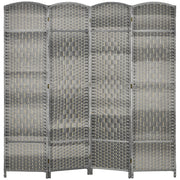 Séparateur de pièce pliable de 1,83 m de hauteur, écran d’intimité portable à 4 panneaux, cloison séparatrice murale tressée à la main, gris mélangé