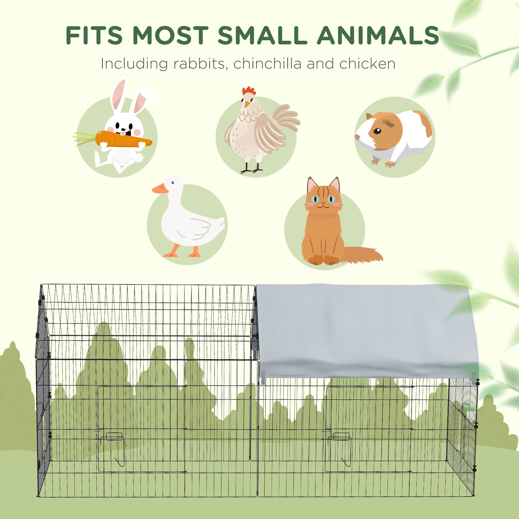 87" Small Animal Cage with Roof, Indoor/Outdoor Use,  for Chicken, Rabbits, Chinchillas, Silver