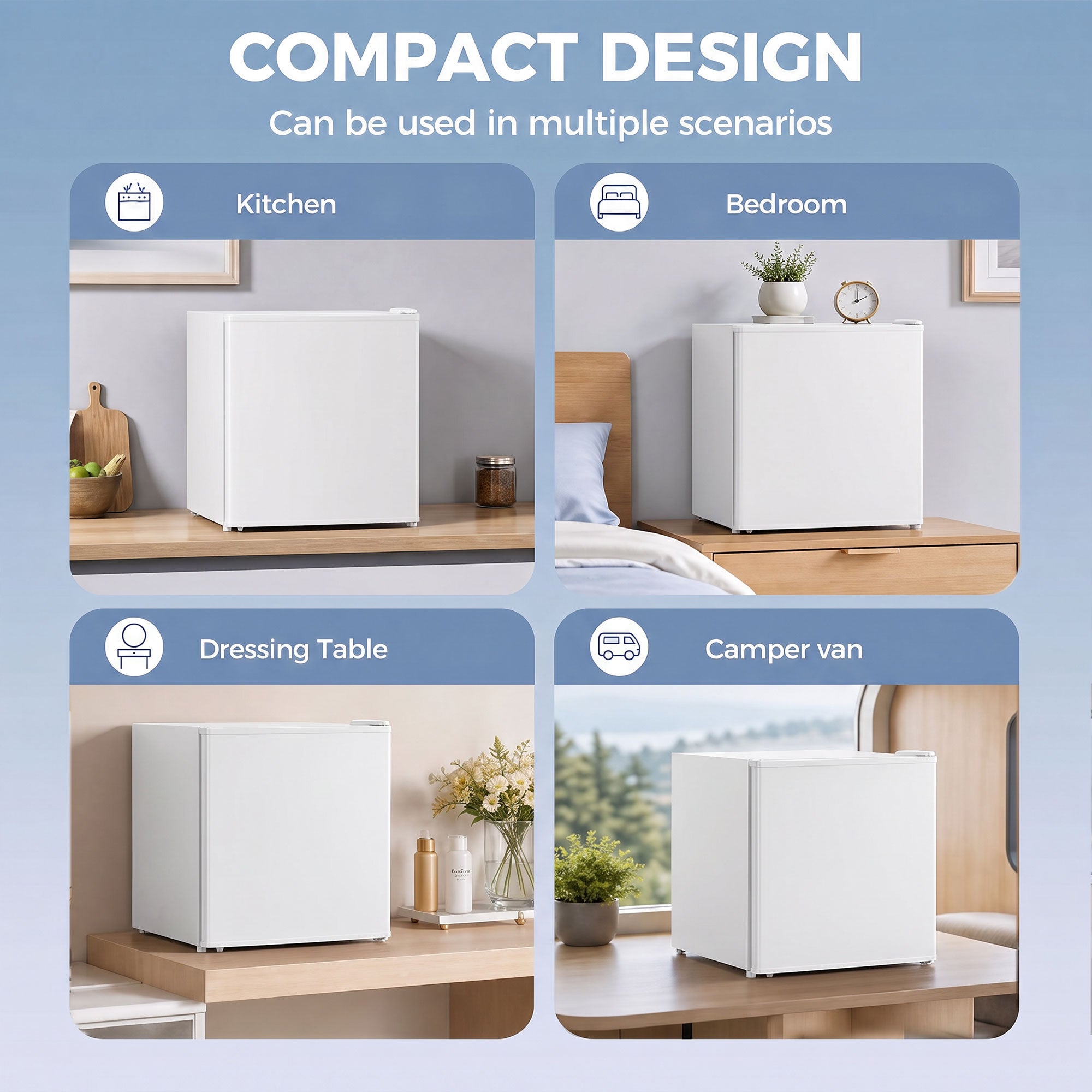 Réfrigérateur mini-bar compact à porte simple de 1,62 pi³, avec compartiment congélateur, thermostat réglable, blanc