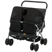 Double Pet Stroller, Foldable Dog Stroller with 2-Seater Carrier, Sunshade, Removable Pad, Safety Belt, Storage Basket