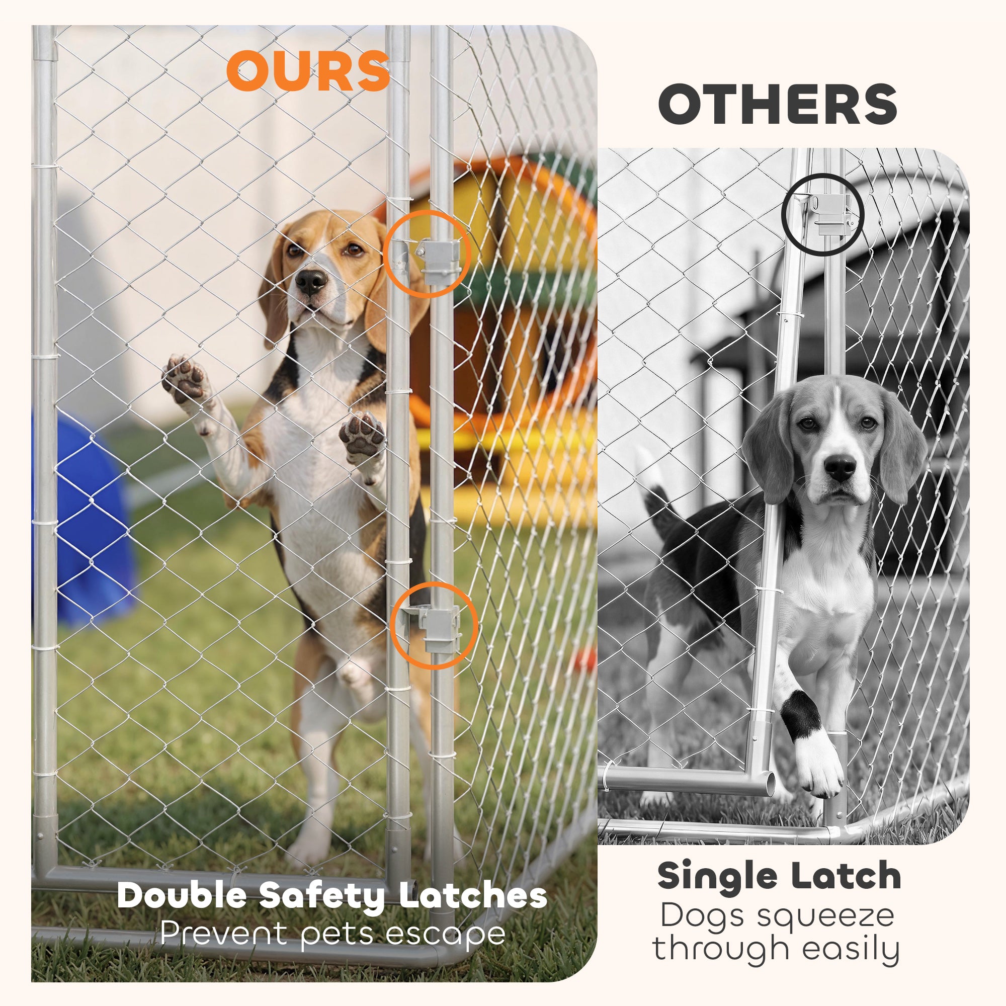 7.5' x 7.5' x 5.6' Outdoor Dog Kennel Heavy Duty Galvanized Steel Chain Link with UV-resistant Roof, Silver