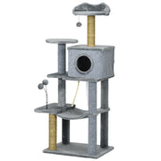 54" Cat Tree for Larger Cats Adult with Hammock, Tal Cat Tree Tower with Scratching Post, Condo, Platforms, Play Balls for Indoor Cats, Grey