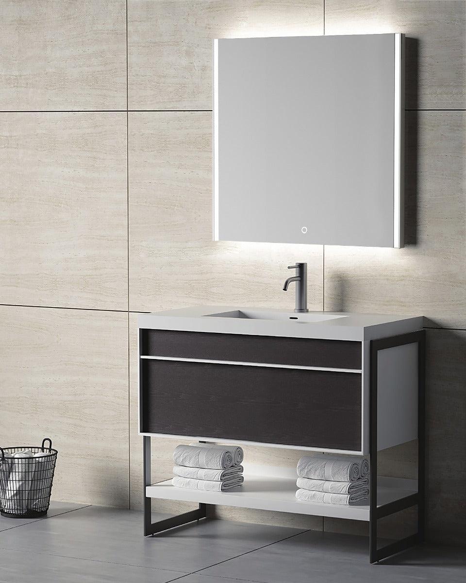 24" GEO LED Mirror - Solid Surface Frame