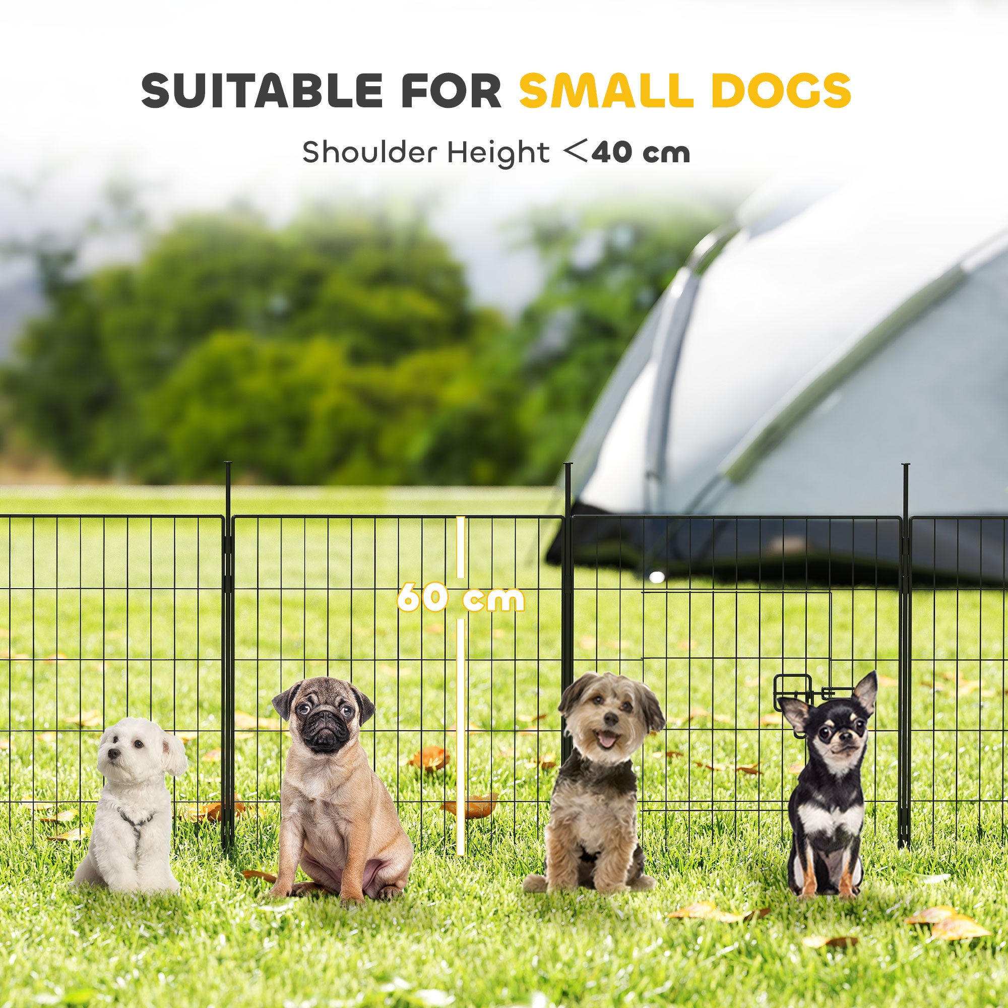 Dog Playpen for Indoor Outdoor use, Heavy Duty Dog Fence with Door, 23.6" High, 8 Panels, Black