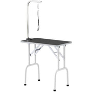 Foldable Pet Grooming Table for Dogs Cats with Adjustable Arm, Non-slip Surface, Black