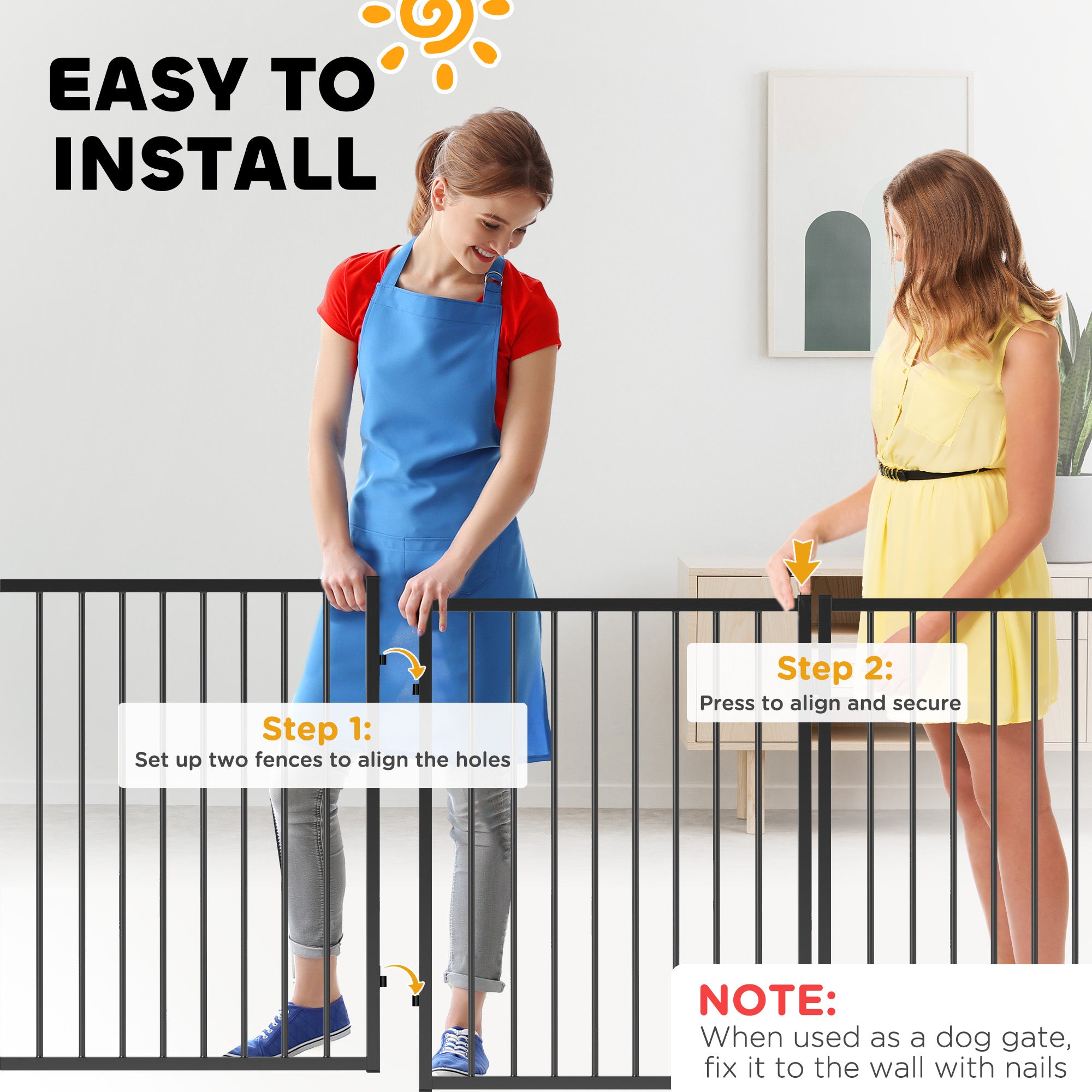 8 Panels Dog Playpen, Foldable Portable Pet Playpen with Door, for Small & Medium Dogs, 30"H