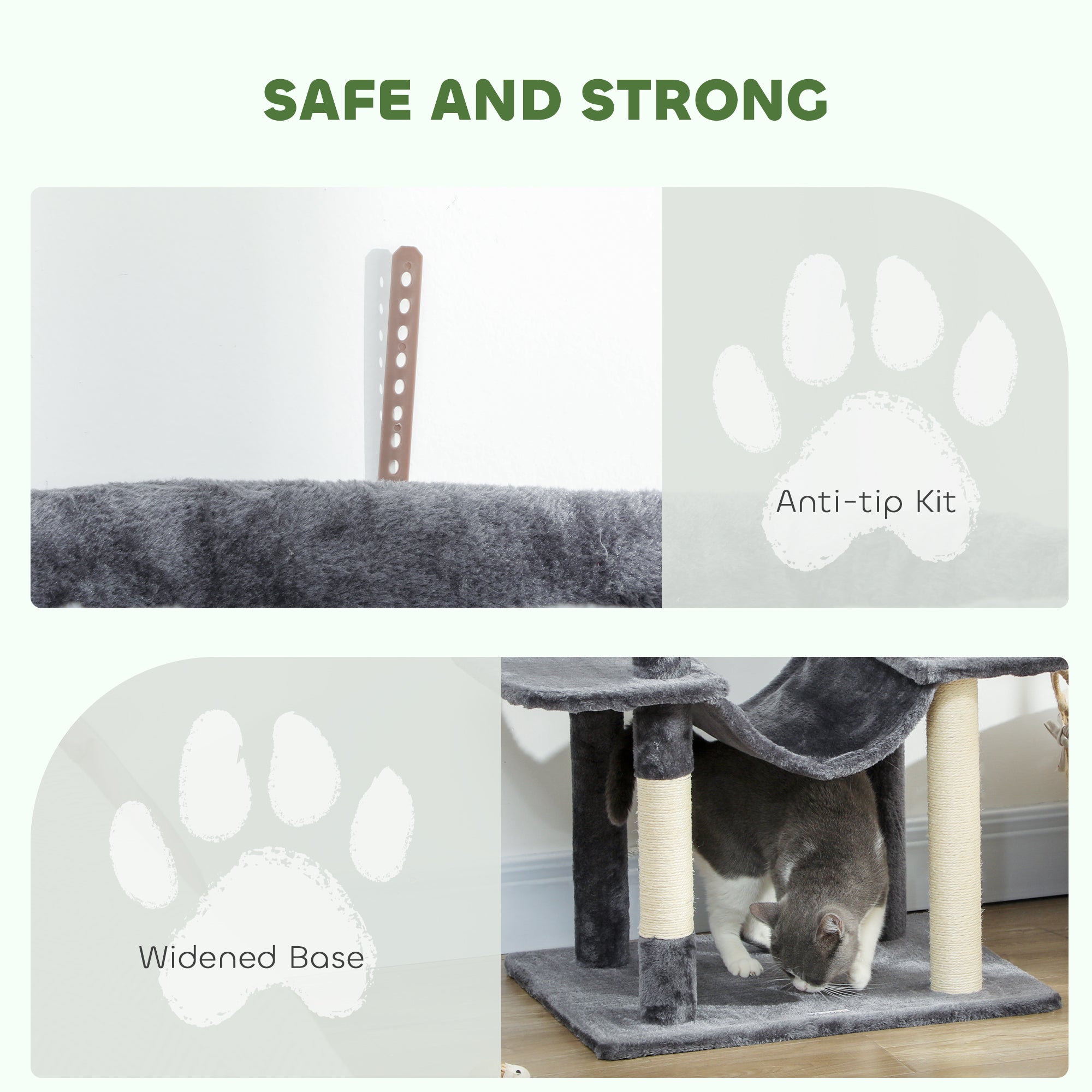 69" Cat Tree, Multi-Level Cat Tower with 2 Condos, Plush Perch and Sisal Scratching Posts, Dark Grey