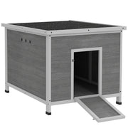 Duck Coop, Wooden Chicken House Rabbit Hutch with Openable Roof, Removable Floor, Double Doors, Ramp, Grey