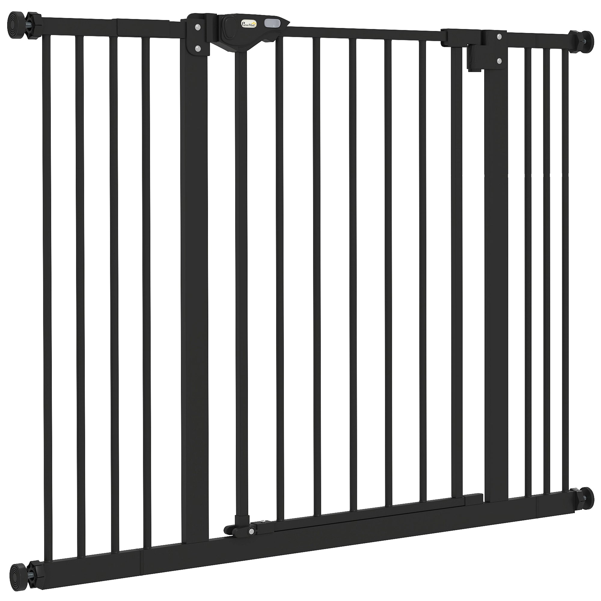 30 Inch Tall Pet Gate with Door Dog Gate and Barrier Indoor for Stairs Includes 2.8", 5.5" Extensions Kit, Black