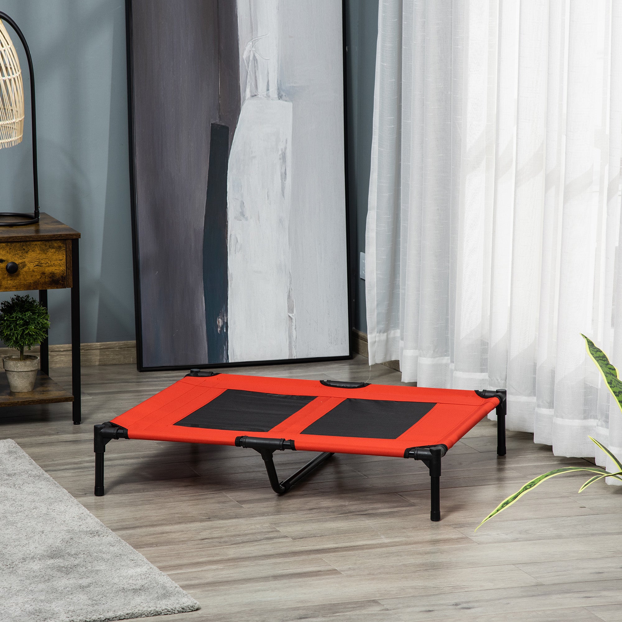 Elevated Dog Bed, Raised Dog Cot for XL Sized Dogs, Indoor & Outdoor, 36" x 30" x 7", Red
