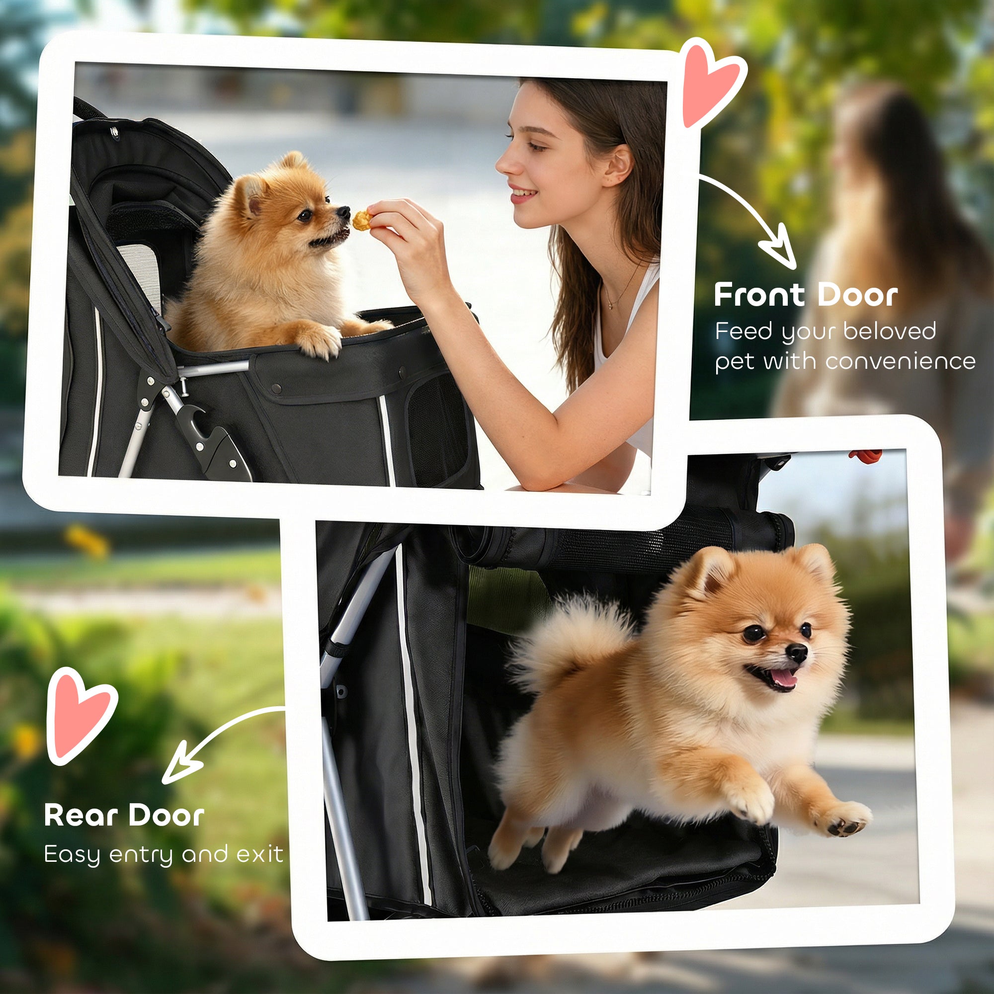 3 Wheels Foldable Dog Stroller with Storage Basket, Adjustable Canopy, Cupholder for Miniature and Small Dogs, Black