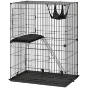 2-Tier Cat Cage Indoor, Detachable Metal Wire Kennel with Hammock, Platform, Tray and Cushion for 1-2 Kittens