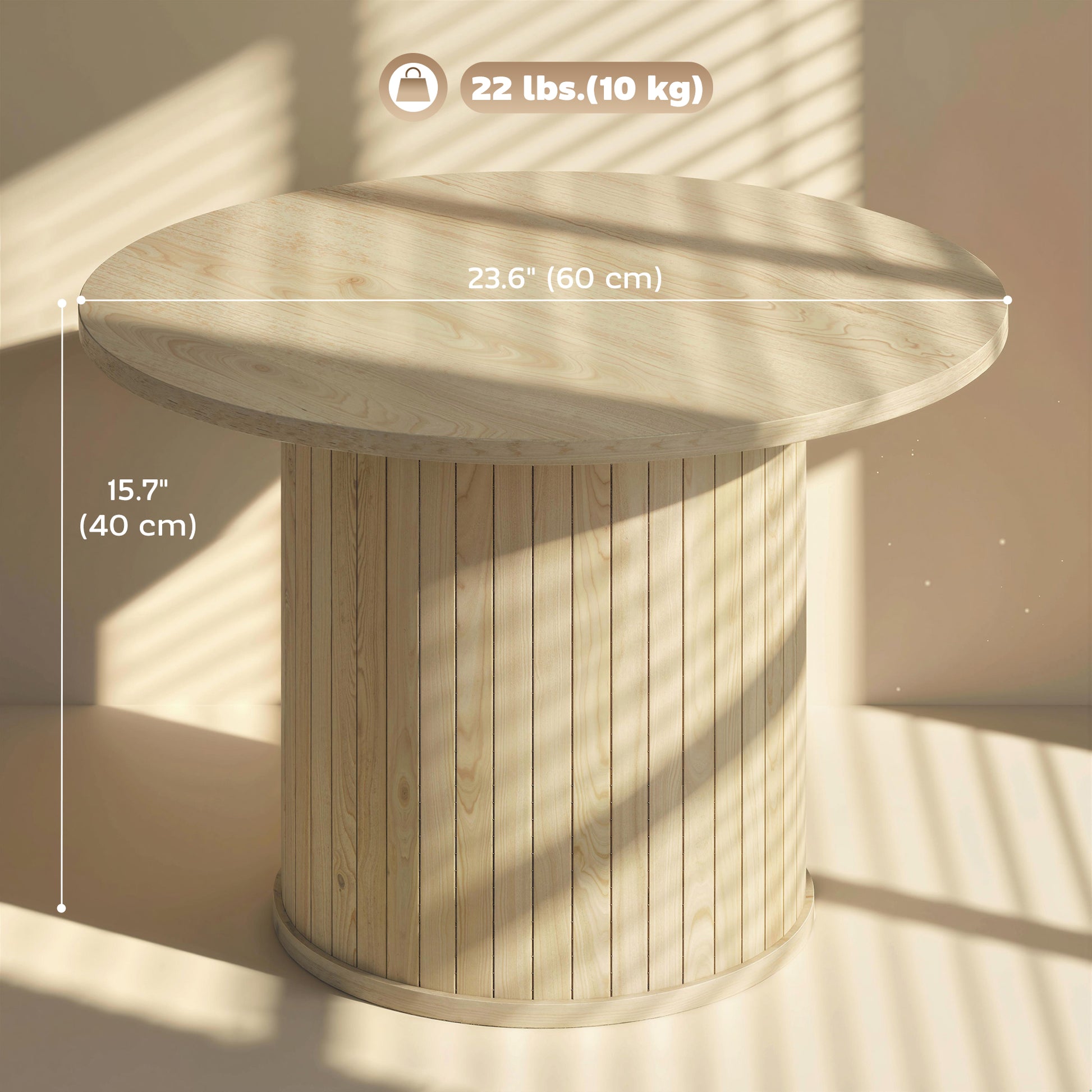Round Coffee Table, 24" Center Table, Natural Wood-Home Furnishings > Living Room Furniture > Coffee Tables-DECOROLALA