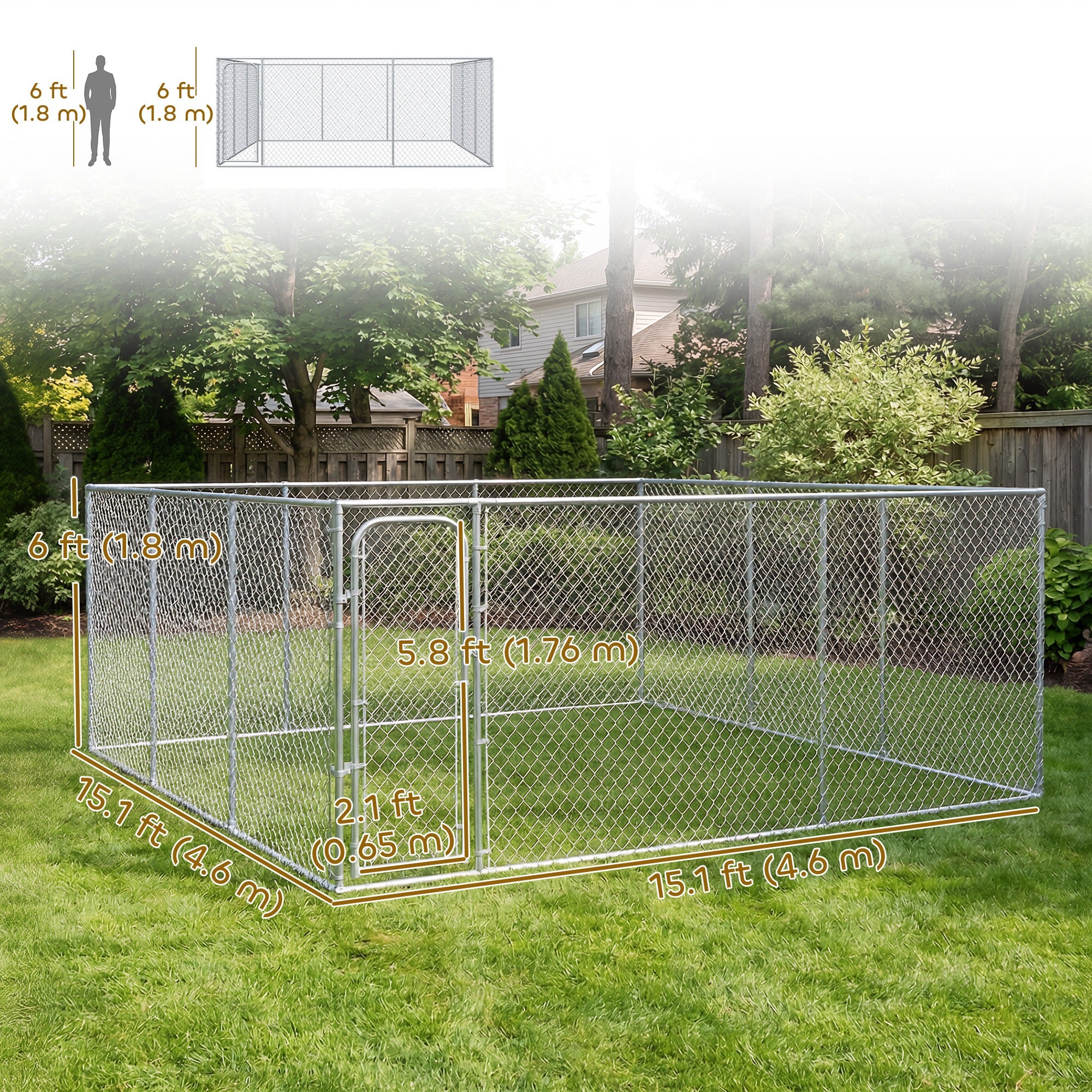Dog Playpen Outdoor, Walk-in Dog Run Kennel Puppy Exercise Pen Indoor Outdoor with DIY Door and Galvanized Steel Frame