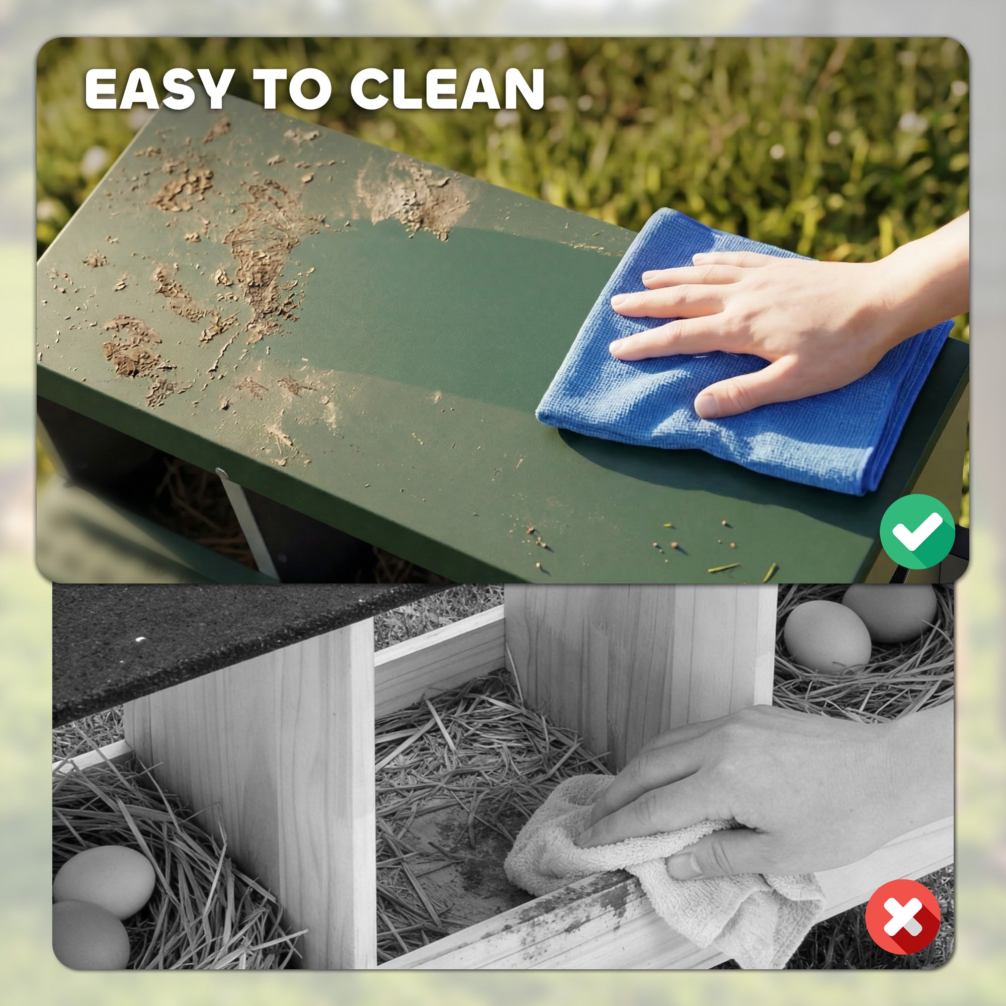Chicken Nesting Boxes, 6 Compartment Metal Nesting Boxes for Chicken Coop, Egg Laying Boxes with Lid Cover