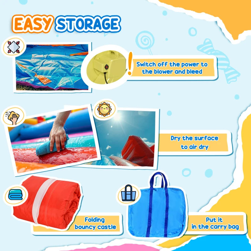 Qaba 4-in-1 Bounce House with Slide, Pool and Blower - 9.2' x 8.5'