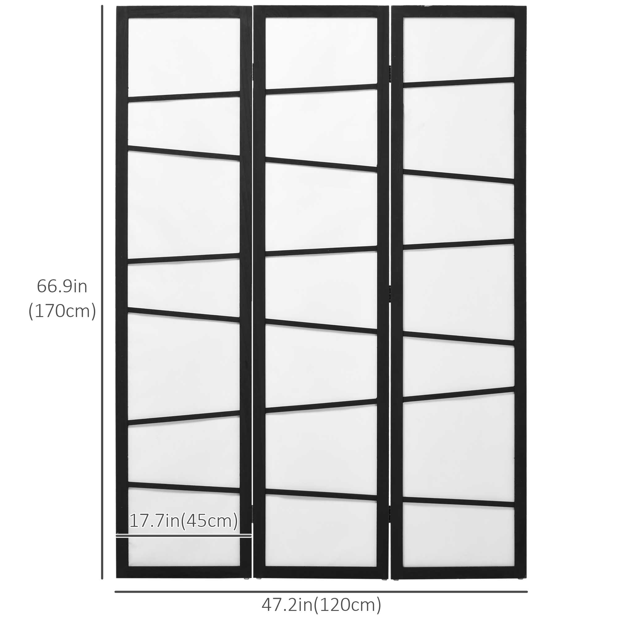 5.6ft Folding Room Divider, 3 Panel Wall Partition with Wood Frame for Bedroom, Home Office, White