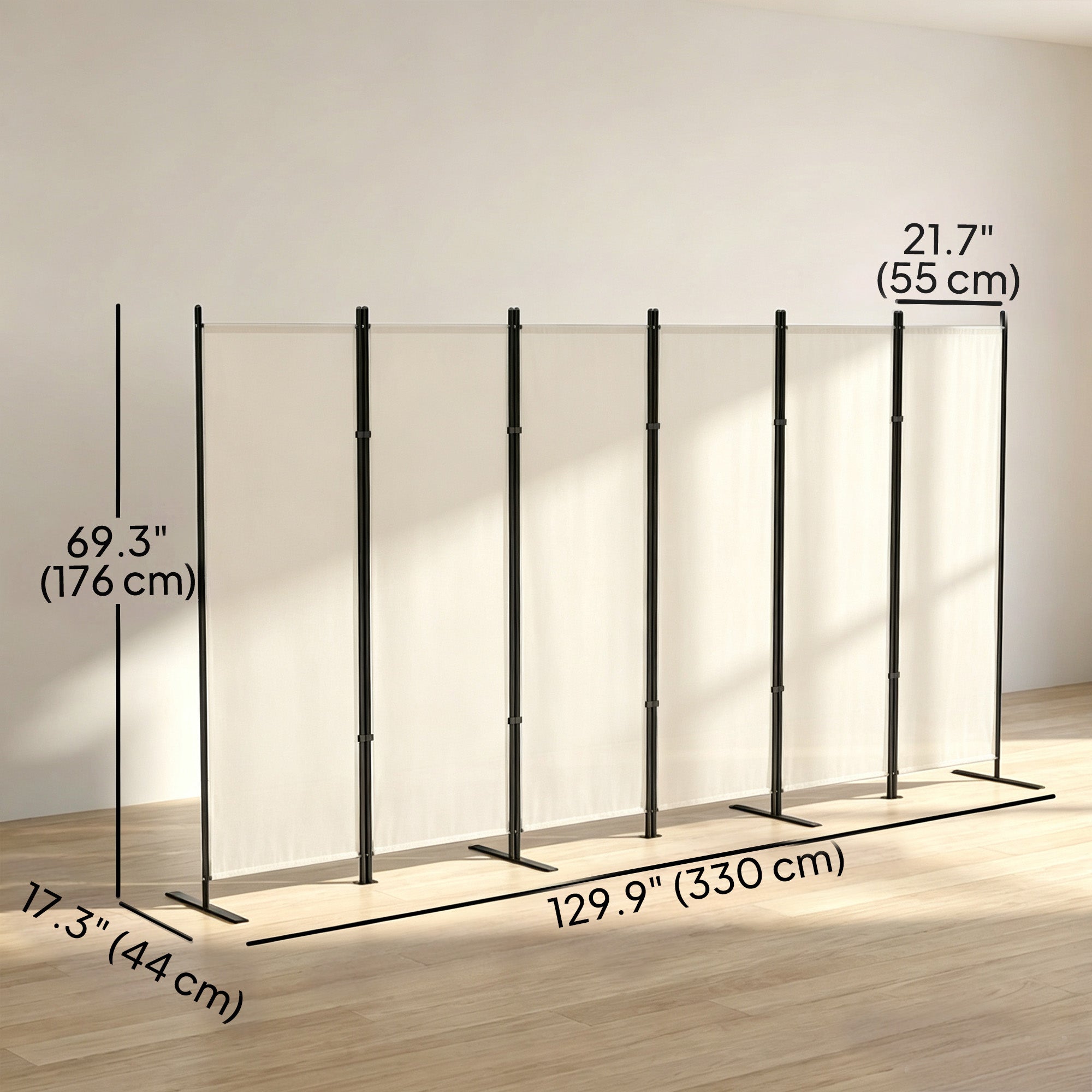 6 Panel Room Divider, 6 Ft Folding Privacy Screen, Portable Freestanding Partition Wall Divider, Beige