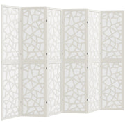 6 Panel Room Divider, 5.6 FT Lightweight Folding Privacy Screen with Geometric Pattern for Living Room, Bedroom, White