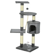 46Inch Scratching Cat Tree, Multi Level Cat Tower for Large Cats Adult with Toys and Condo, Grey